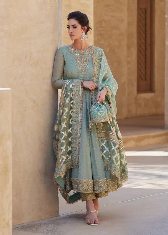 Kanwal Malik Laira Formals Silver Raw Silk – view 1 – Poshaq