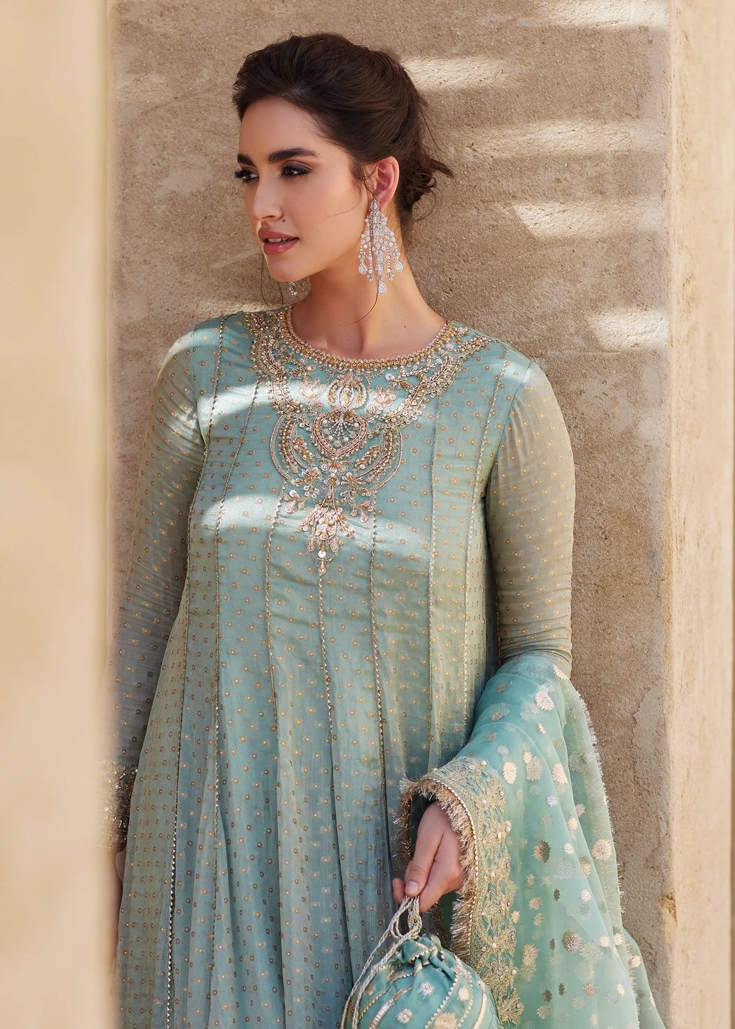 Kanwal Malik Laira Formals Silver Raw Silk – view 3 – Poshaq