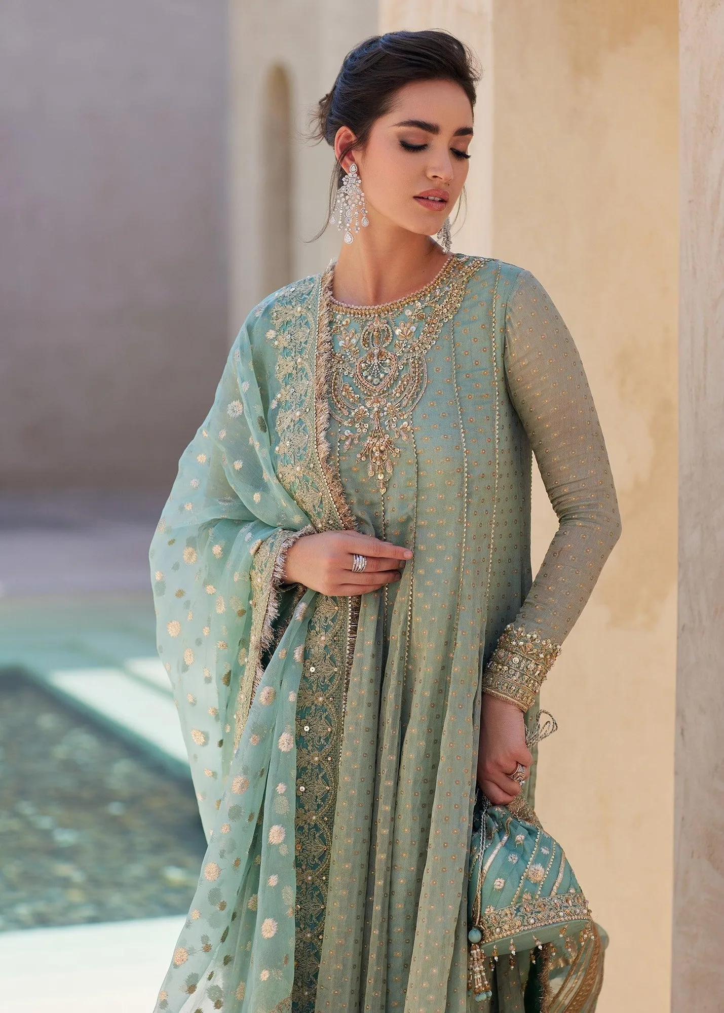 Kanwal Malik Laira Formals Silver Raw Silk – view 4 – Poshaq