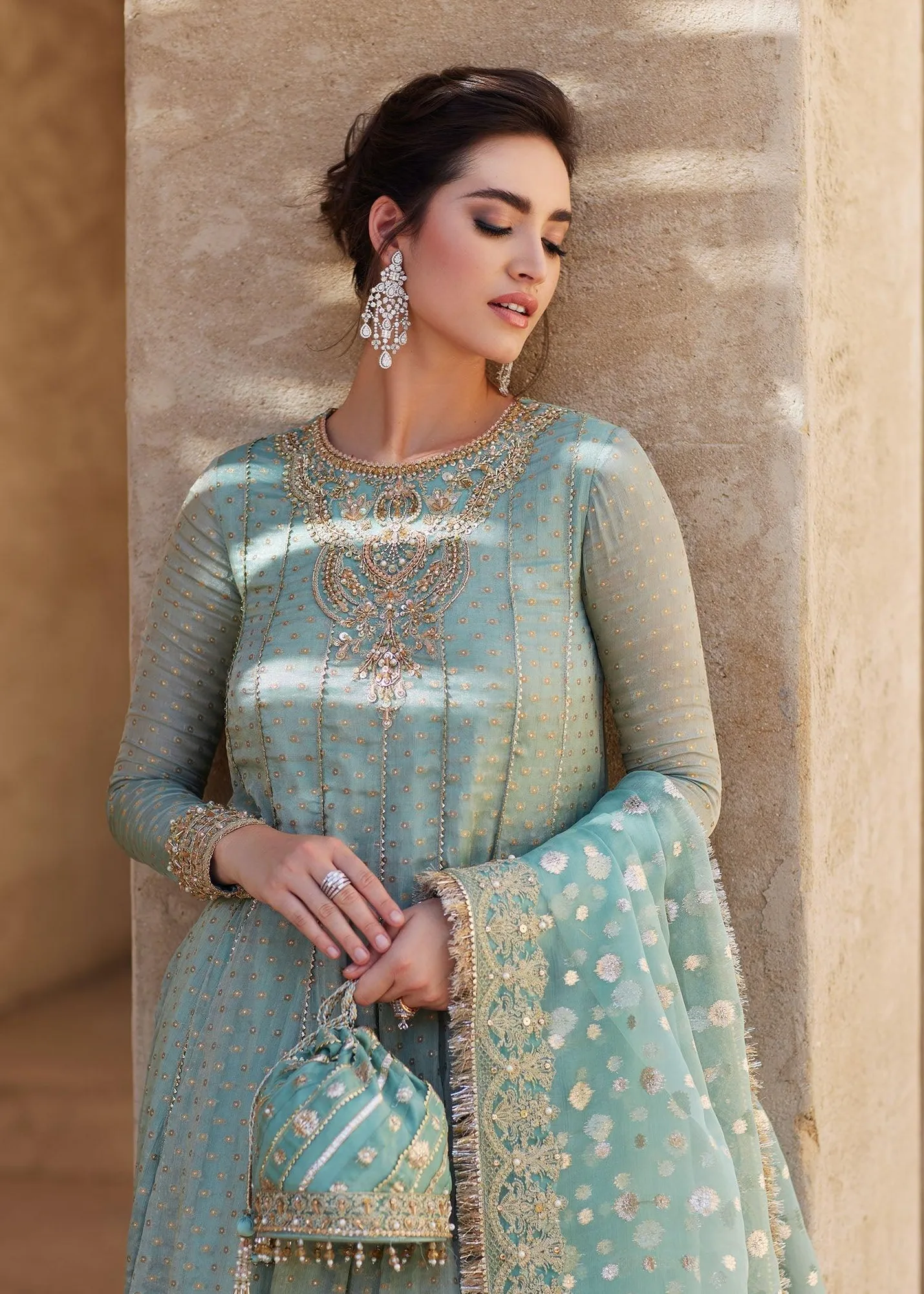 Kanwal Malik Laira Formals Silver Raw Silk – view 5 – Poshaq