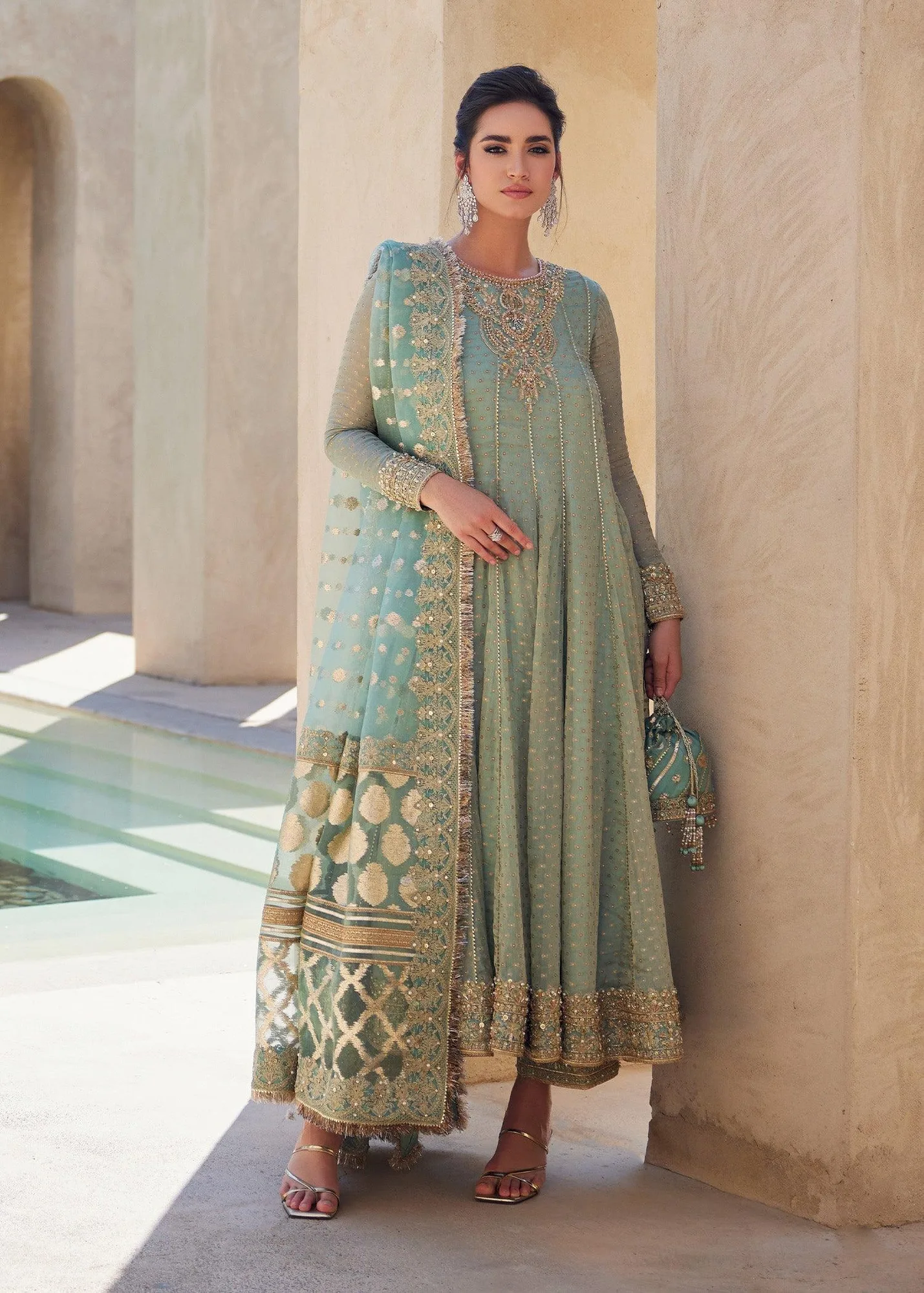 Kanwal Malik Laira Formals Silver Raw Silk – view 6 – Poshaq