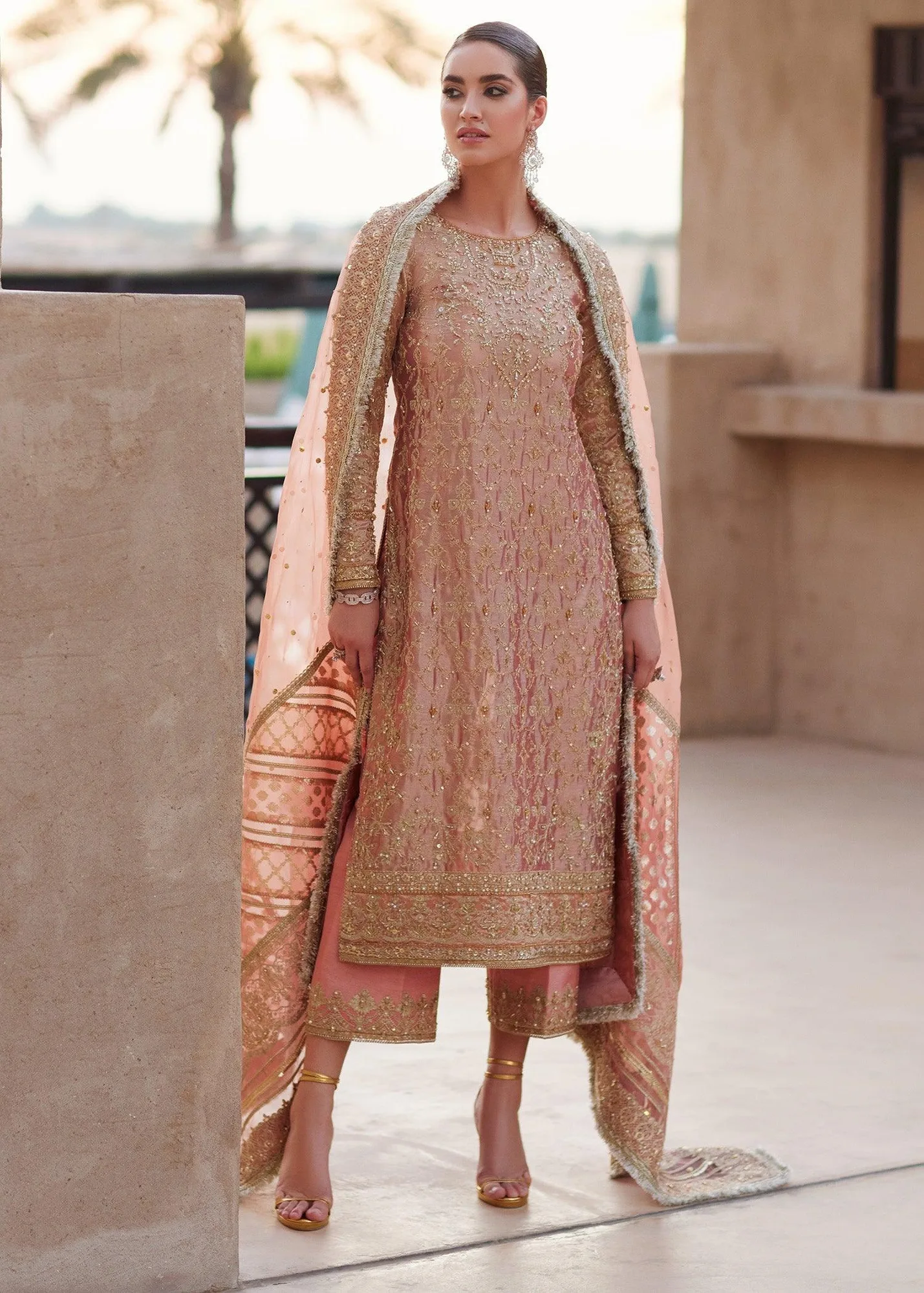 Kanwal Malik Laira Formals Pink Raw Silk – view 1 – Poshaq