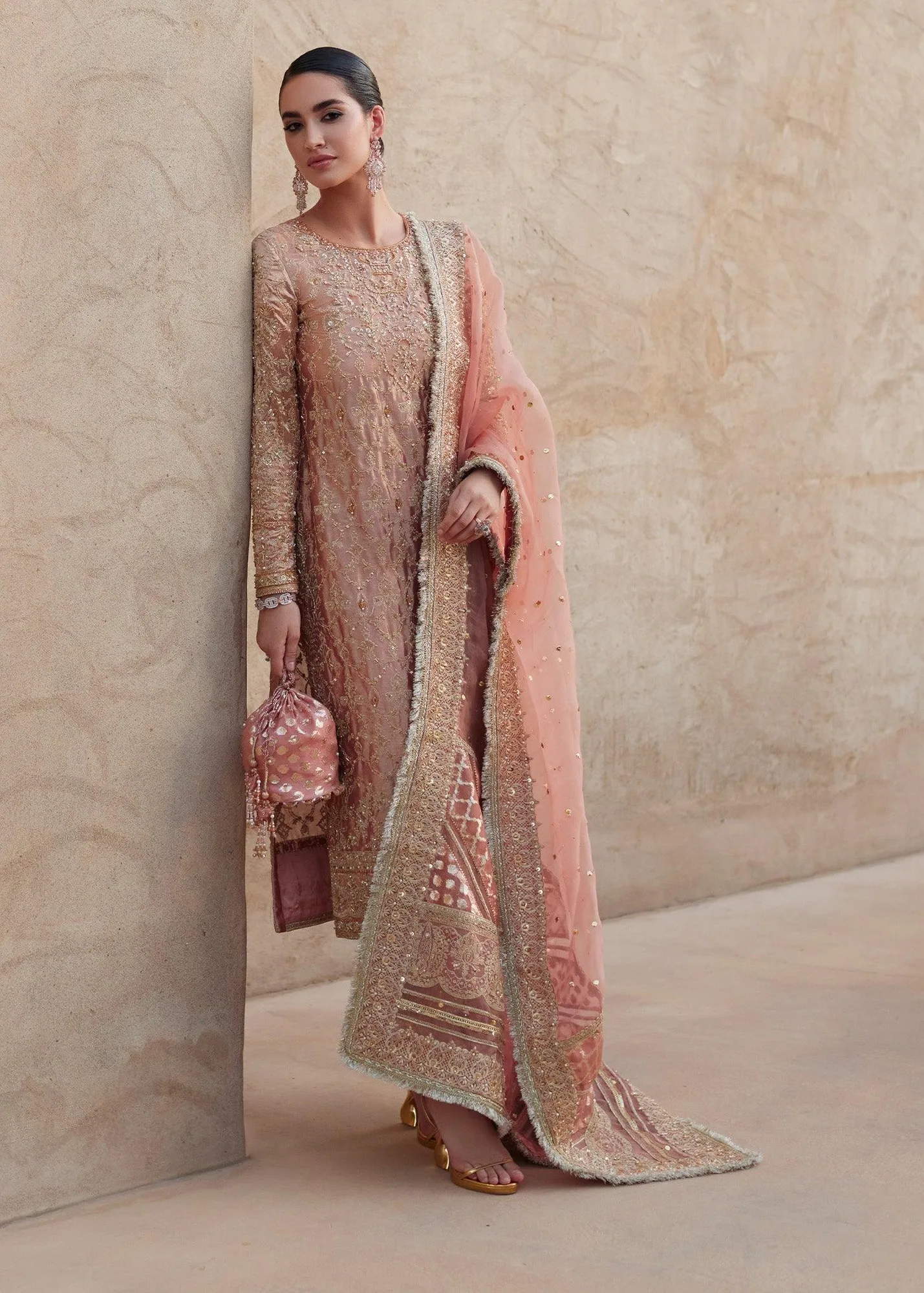 Kanwal Malik Laira Formals Pink Raw Silk – view 2 – Poshaq