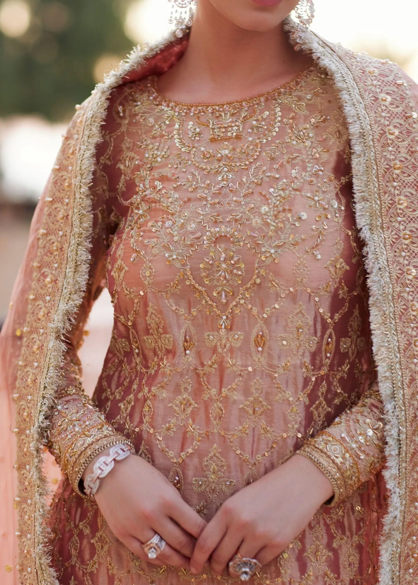 Kanwal Malik Laira Formals Pink Raw Silk – view 3 – Poshaq