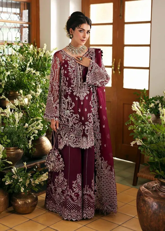 Kanwal Malik Maahi Festive 25 Plum Organza – view 1 – Poshaq