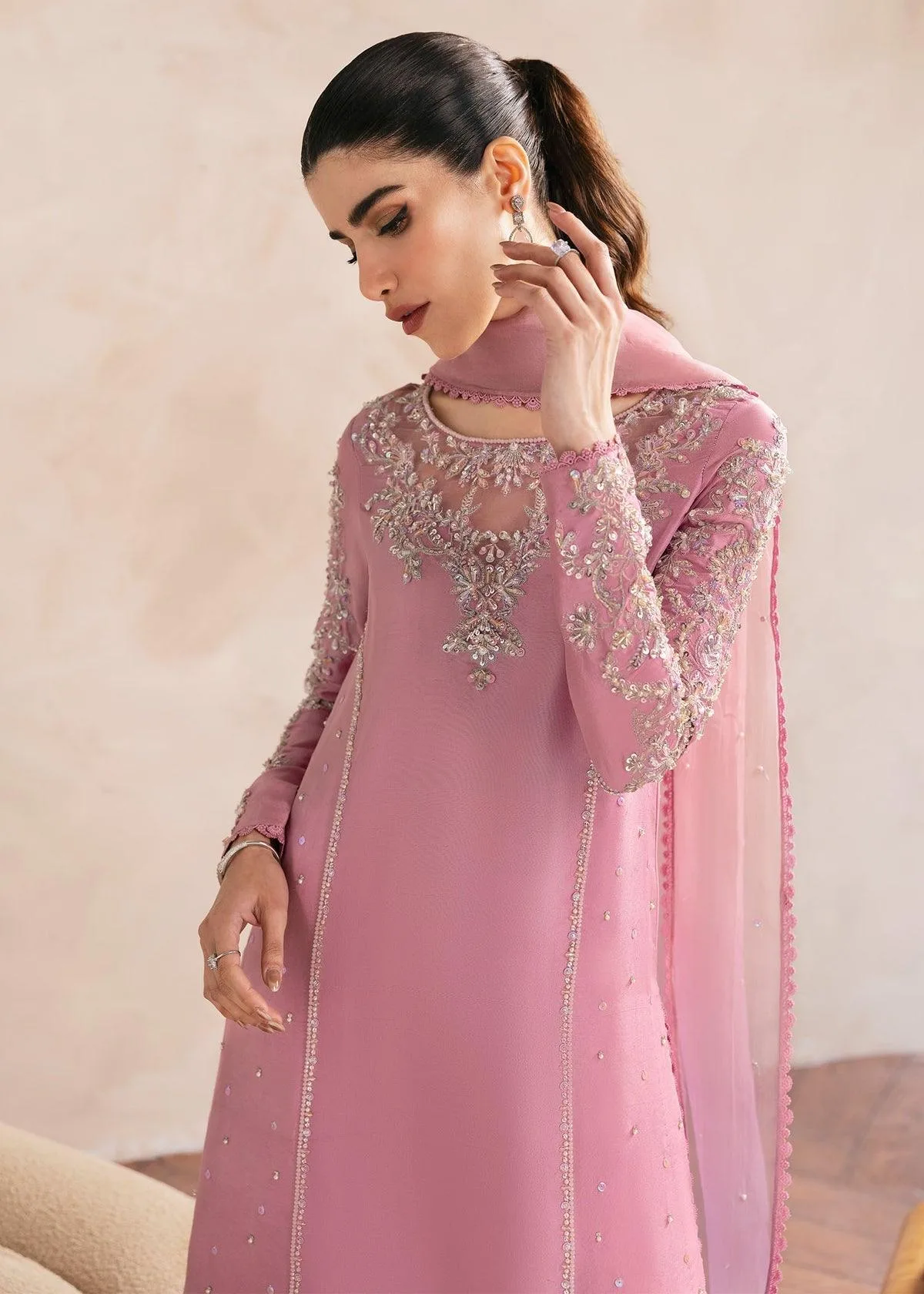 Kanwal Malik Miray Luxury Pret Silver Organza – view 2 – Poshaq