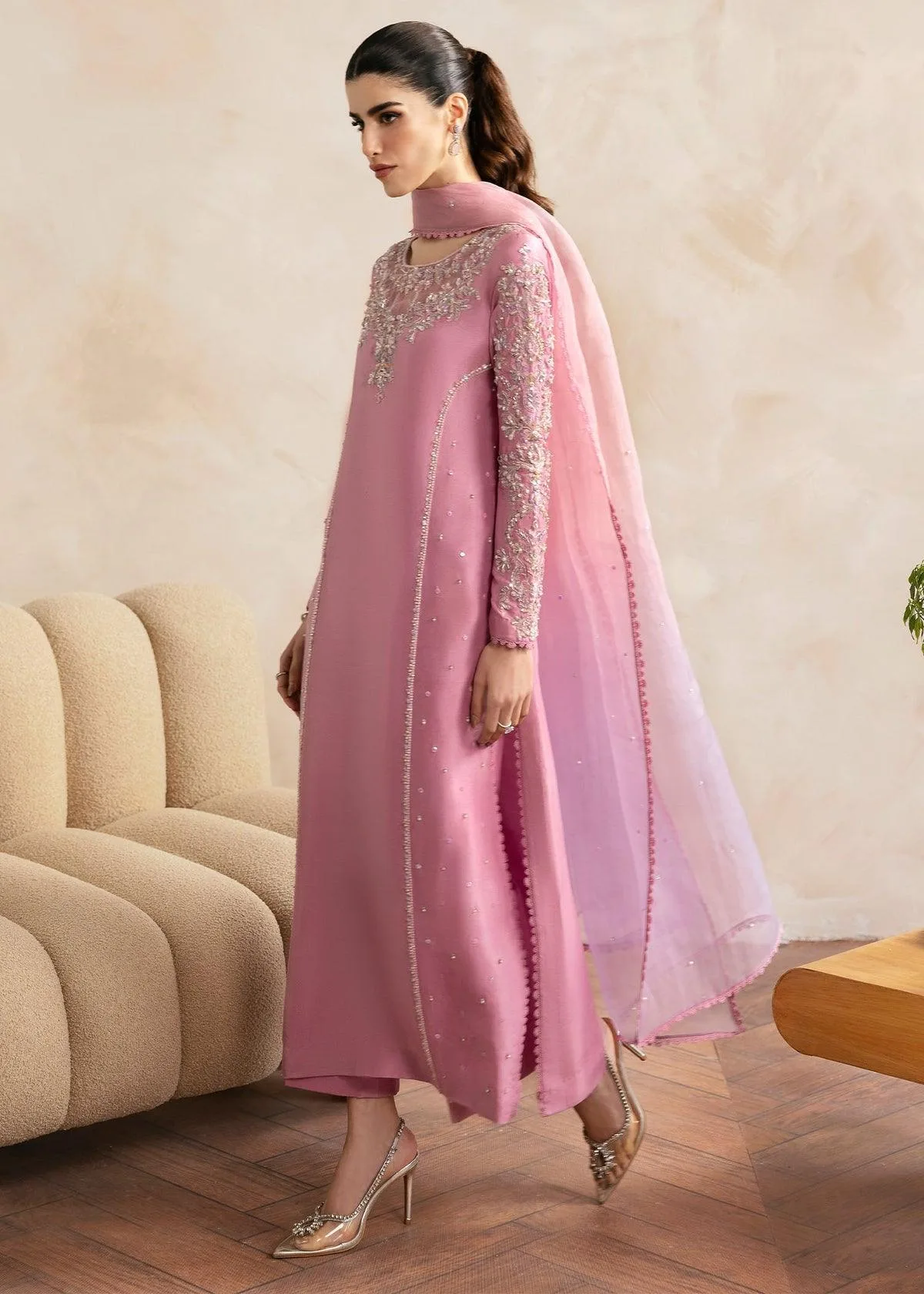 Kanwal Malik Miray Luxury Pret Silver Organza – view 6 – Poshaq