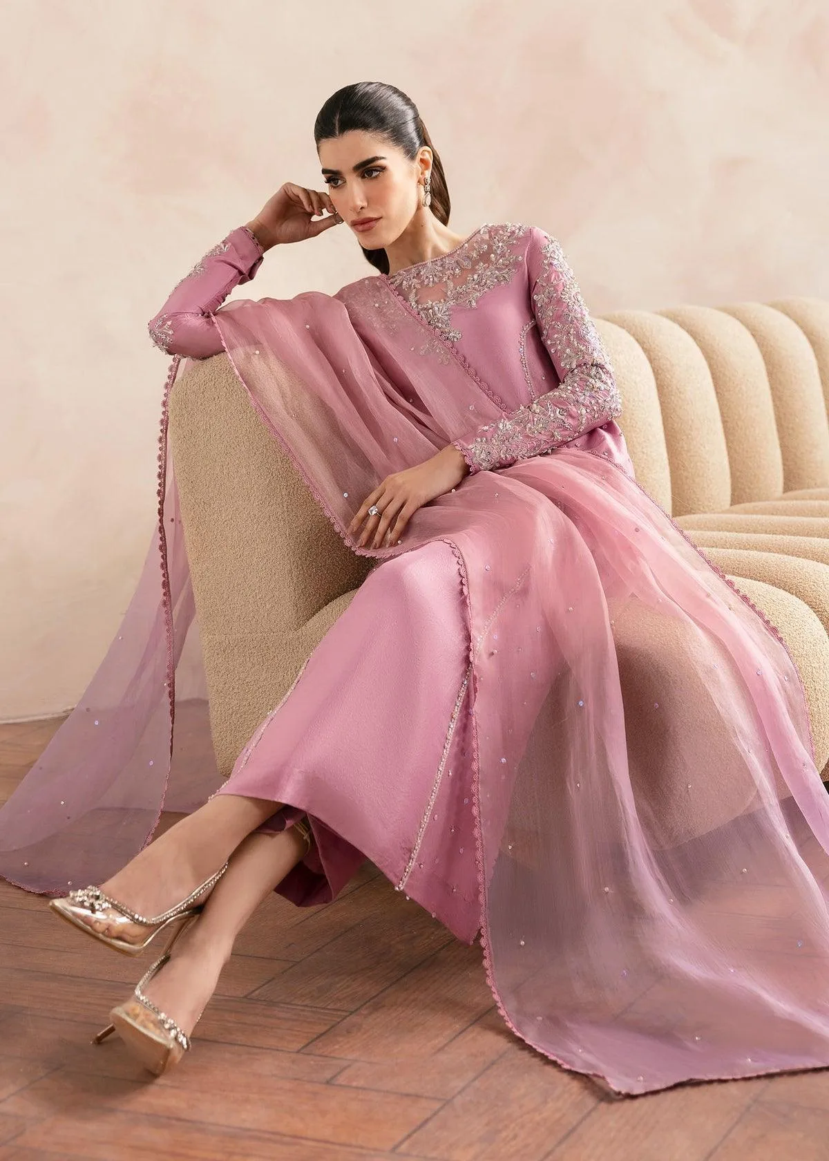 Kanwal Malik Miray Luxury Pret Silver Organza – view 7 – Poshaq