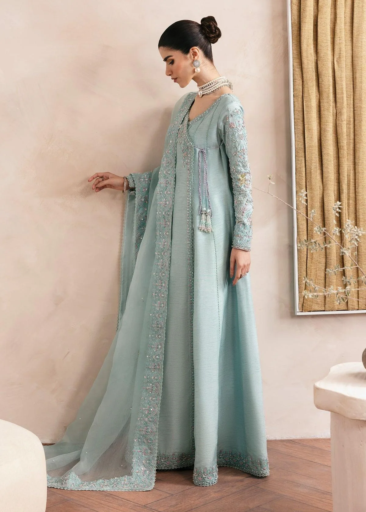 Kanwal Malik Miray Luxury Pret Blue Raw Silk – view 2 – Poshaq