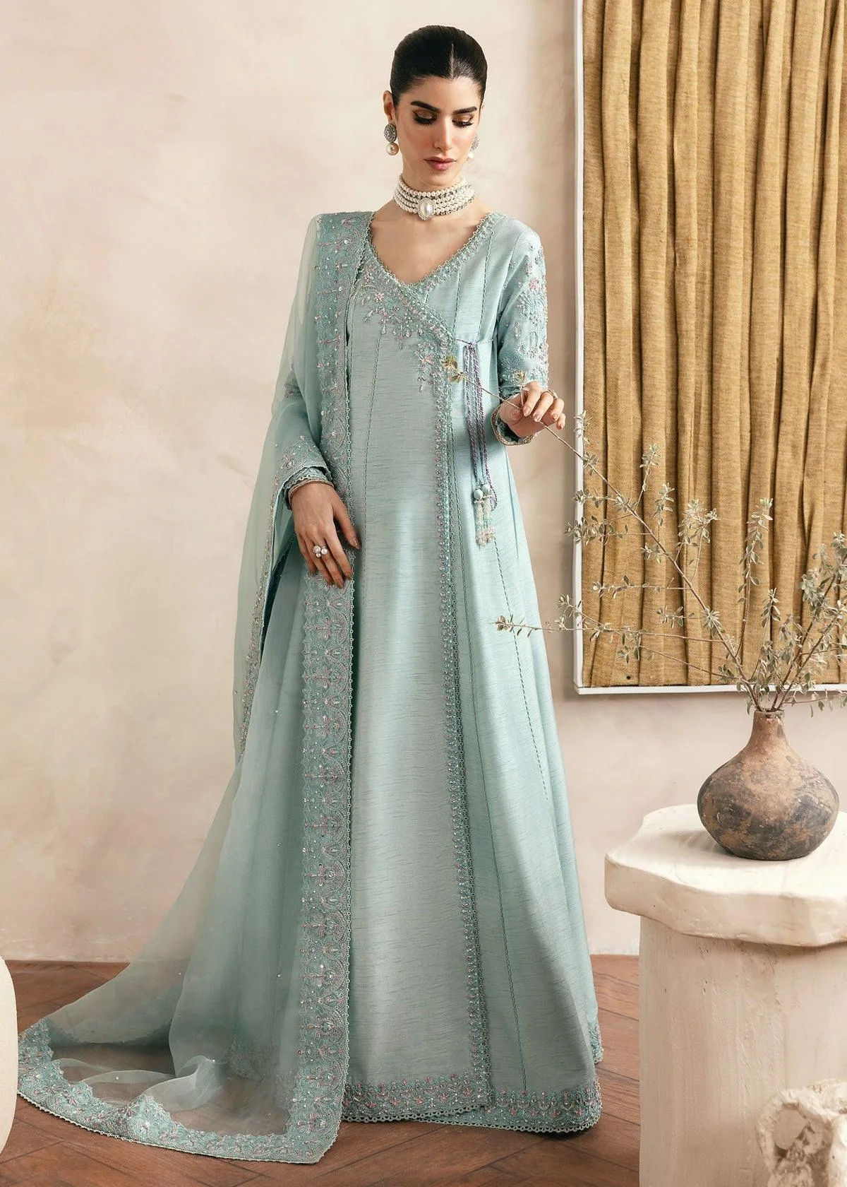Kanwal Malik Miray Luxury Pret Blue Raw Silk – view 4 – Poshaq