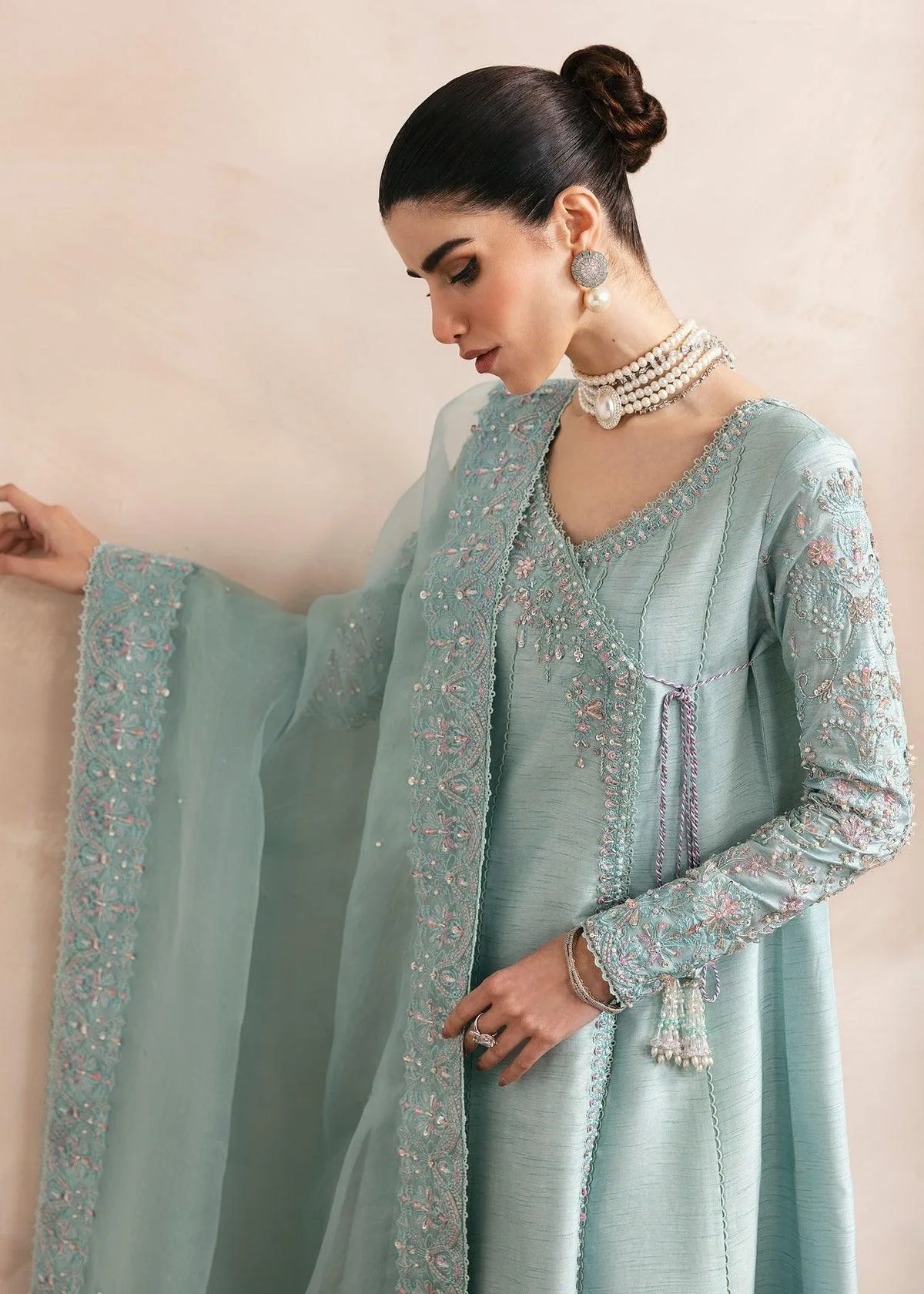 Kanwal Malik Miray Luxury Pret Blue Raw Silk – view 5 – Poshaq
