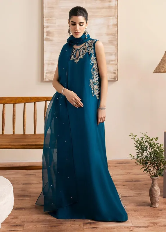 Kanwal Malik Miray Luxury Pret Teal Organza – view 1 – Poshaq
