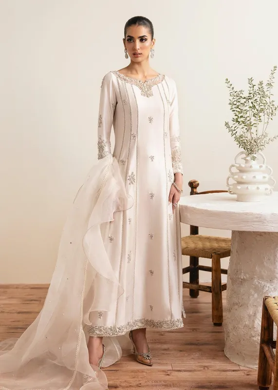 Kanwal Malik Miray Luxury Pret Ivory Raw Silk – view 1 – Poshaq