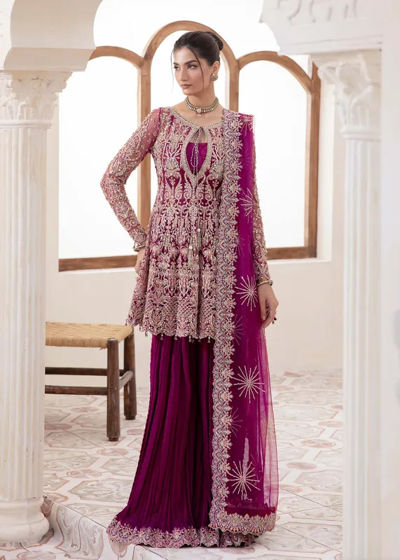 Kanwal Malik Mirha Eid Luxury Pret 25 Plum Net – view 1 – Poshaq