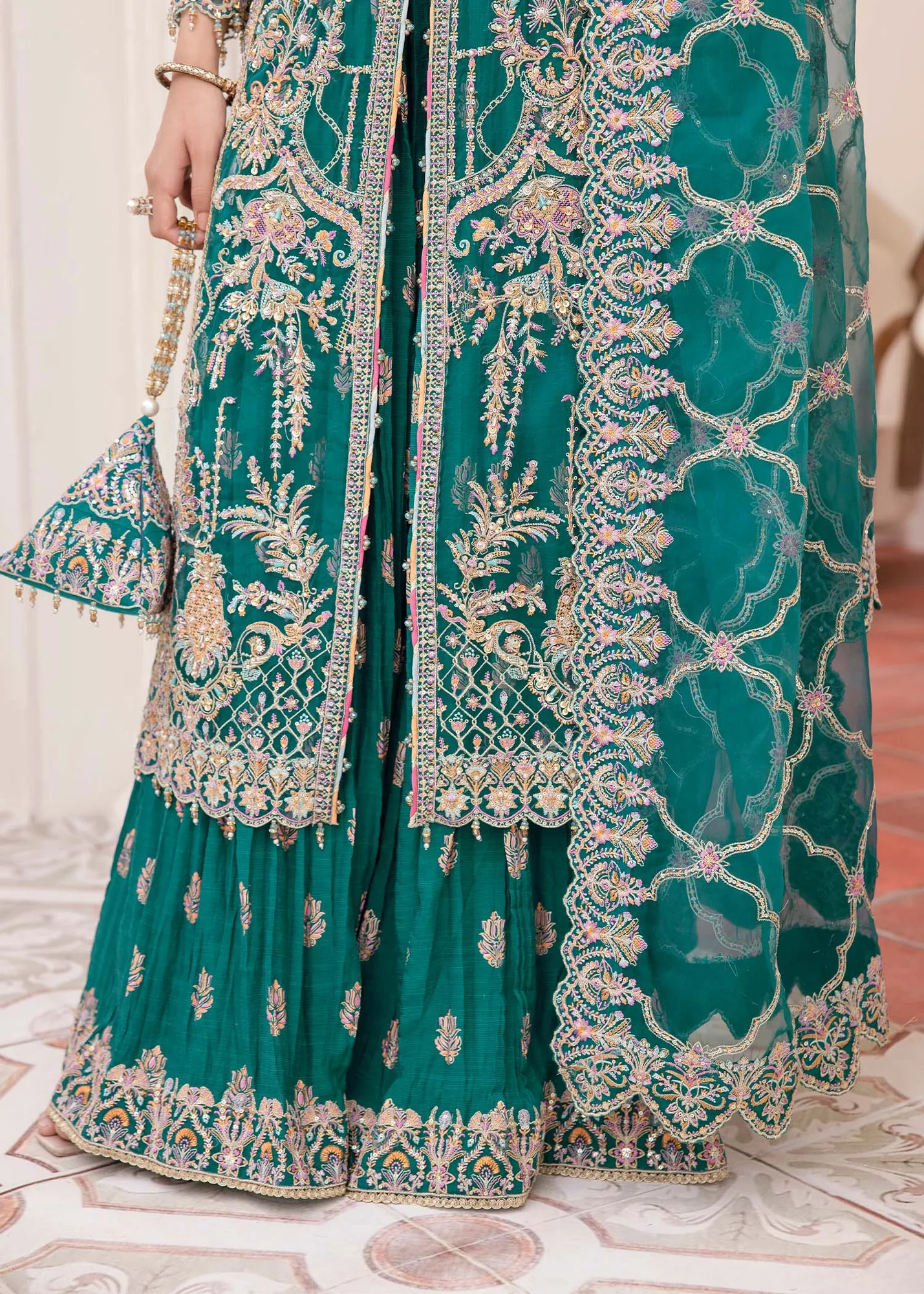 Kanwal Malik Mirha Eid Luxury Pret 25 Teal Organza – view 6 – Poshaq