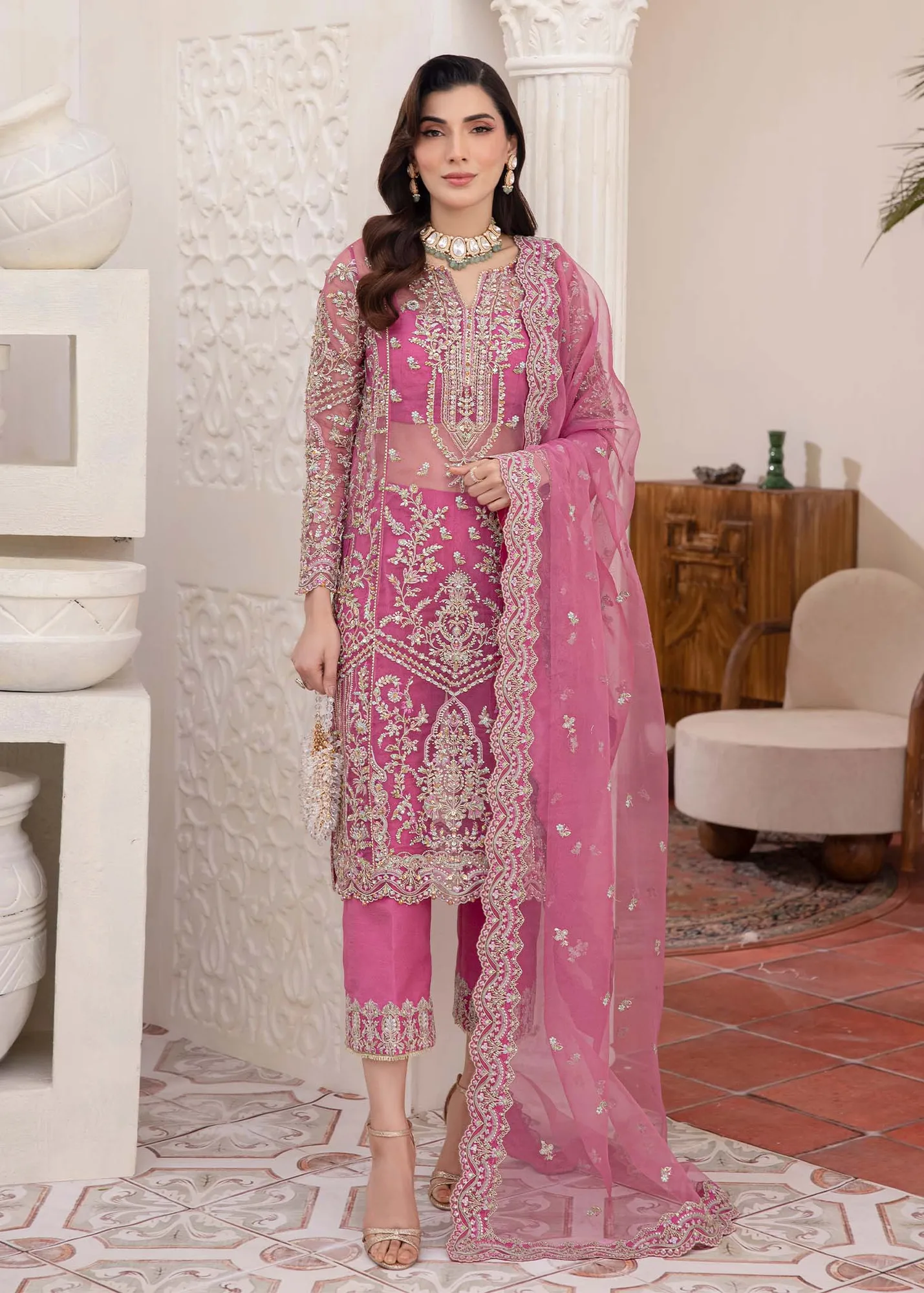 Kanwal Malik Mirha Eid Luxury Pret 25 Pink Organza – view 1 – Poshaq