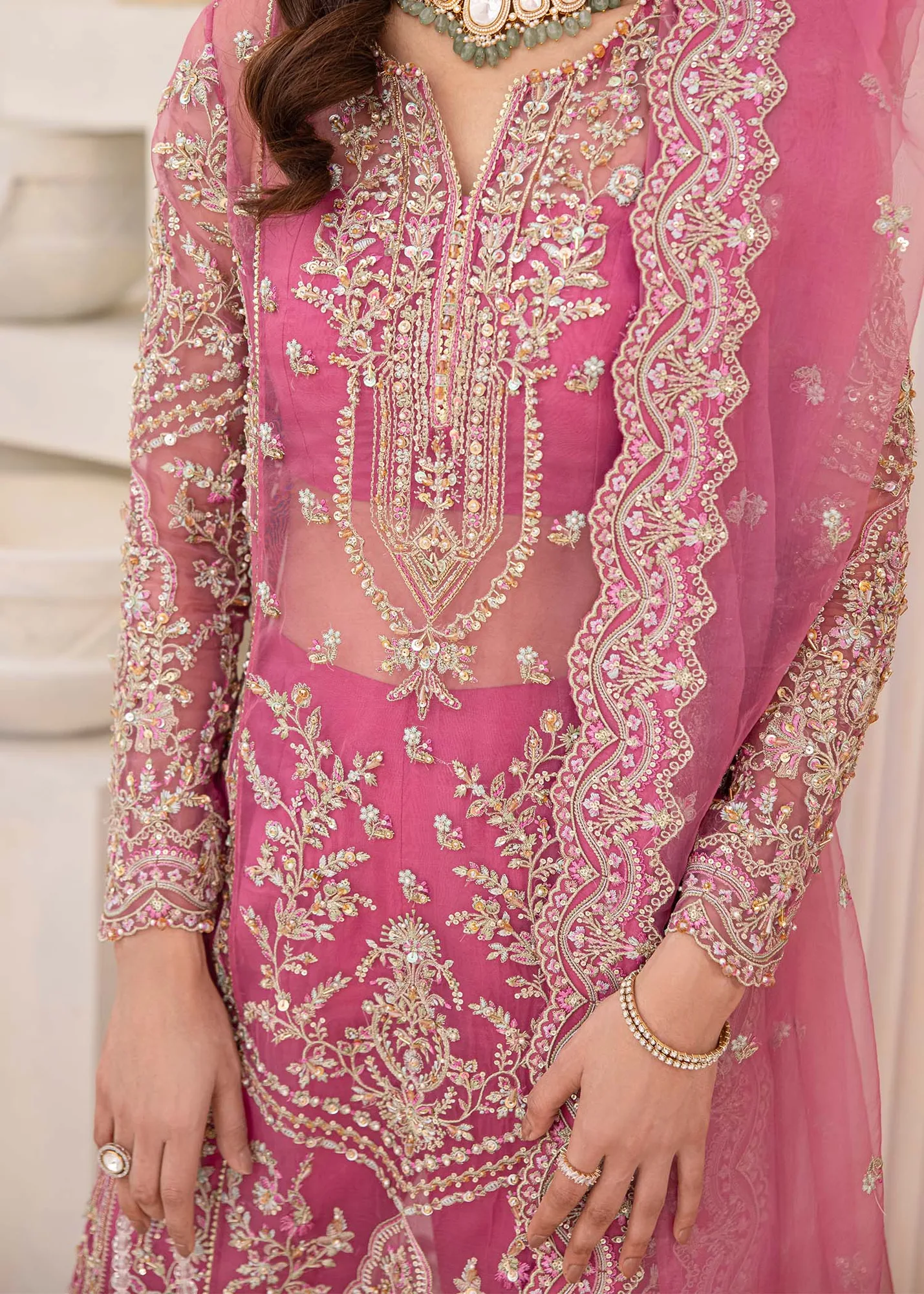 Kanwal Malik Mirha Eid Luxury Pret 25 Pink Organza – view 3 – Poshaq
