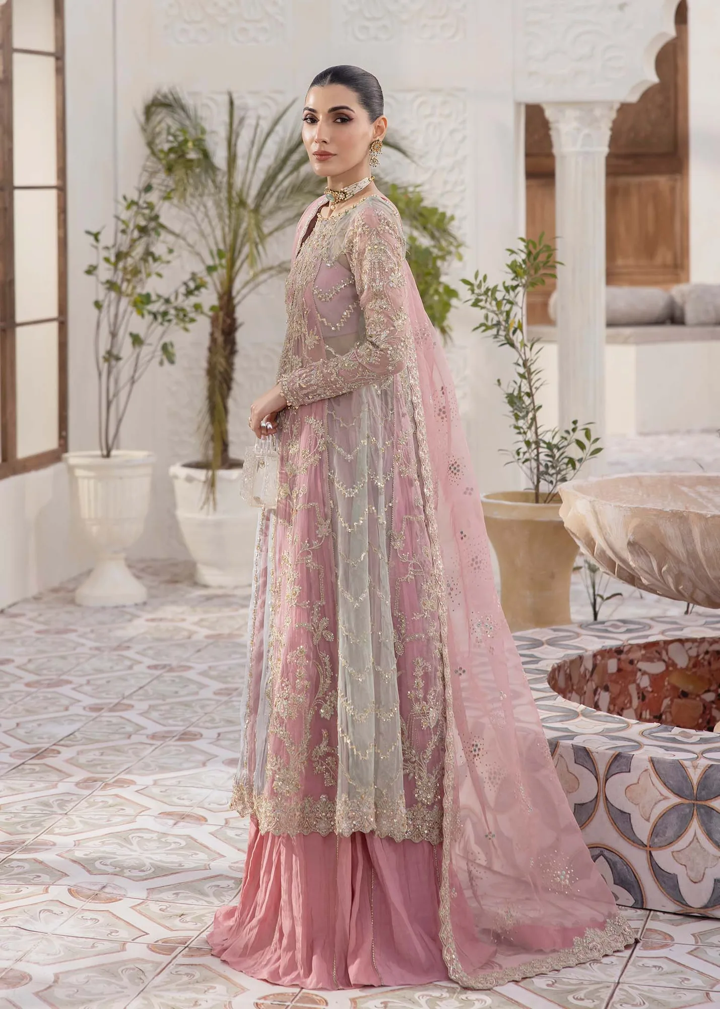 Kanwal Malik Mirha Eid Luxury Pret 25 Pink Organza – view 4 – Poshaq