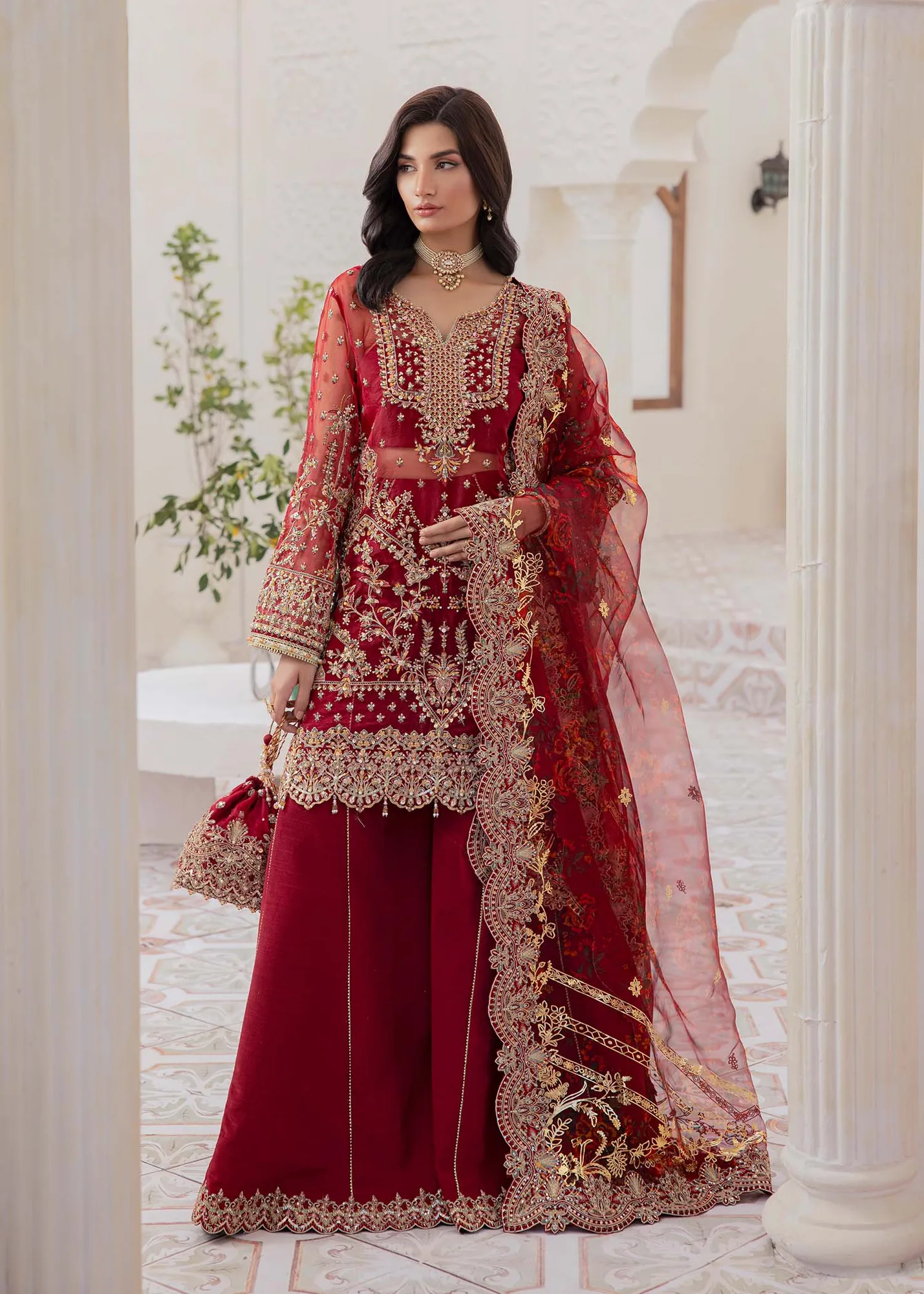 Kanwal Malik Mirha Eid Luxury Pret 25 Red Organza – view 1 – Poshaq