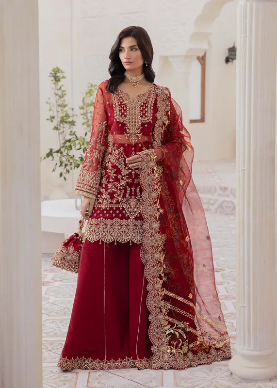 Kanwal Malik Mirha Eid Luxury Pret 25 Red Organza – view 1 – Poshaq