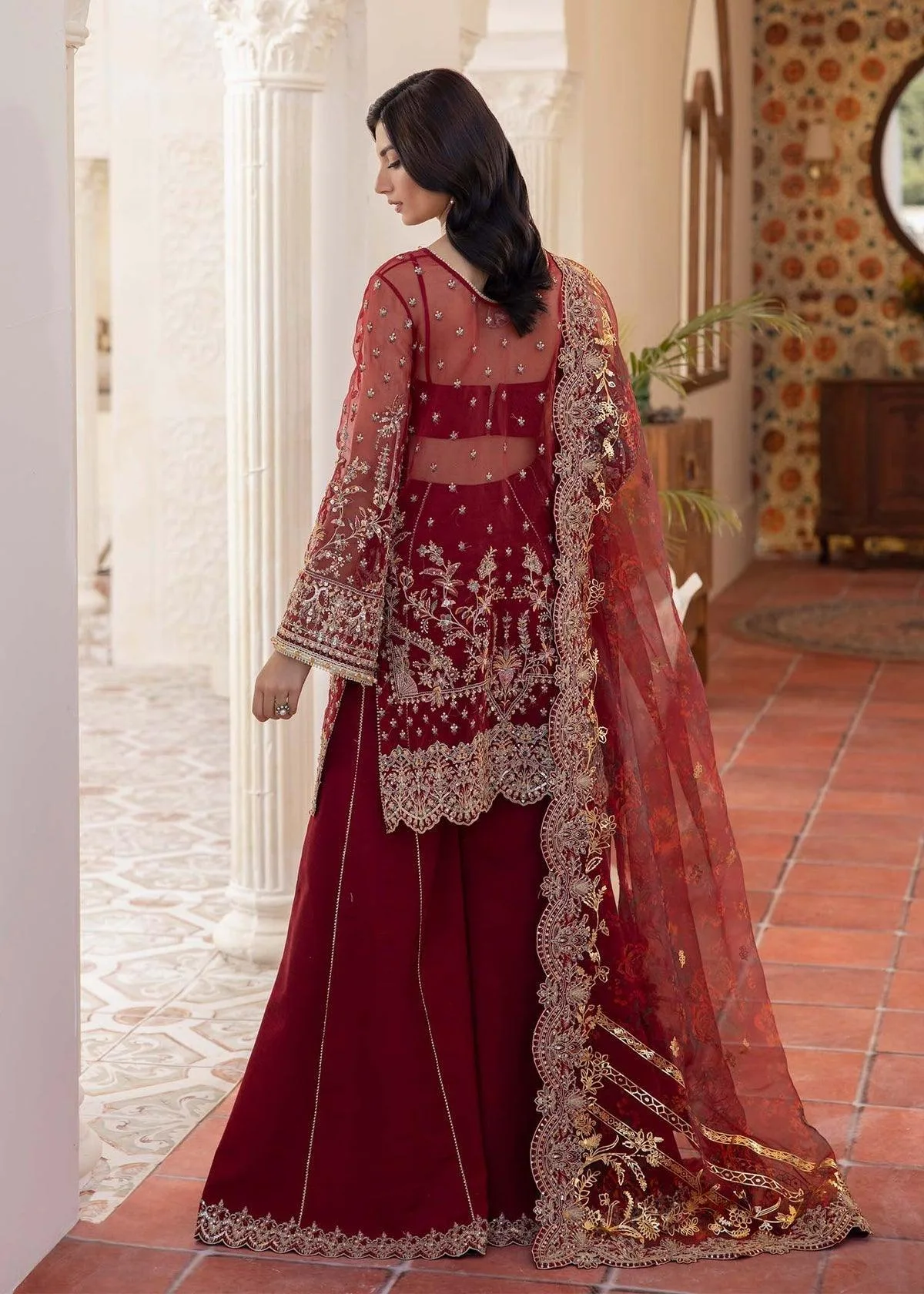 Kanwal Malik Mirha Eid Luxury Pret 25 Red Organza – view 2 – Poshaq