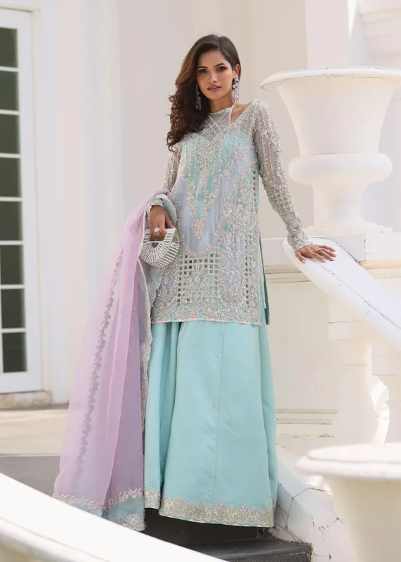 Kanwal Malik Mirha Luxury Pret 26 Blue Chiffon – view 1 – Poshaq