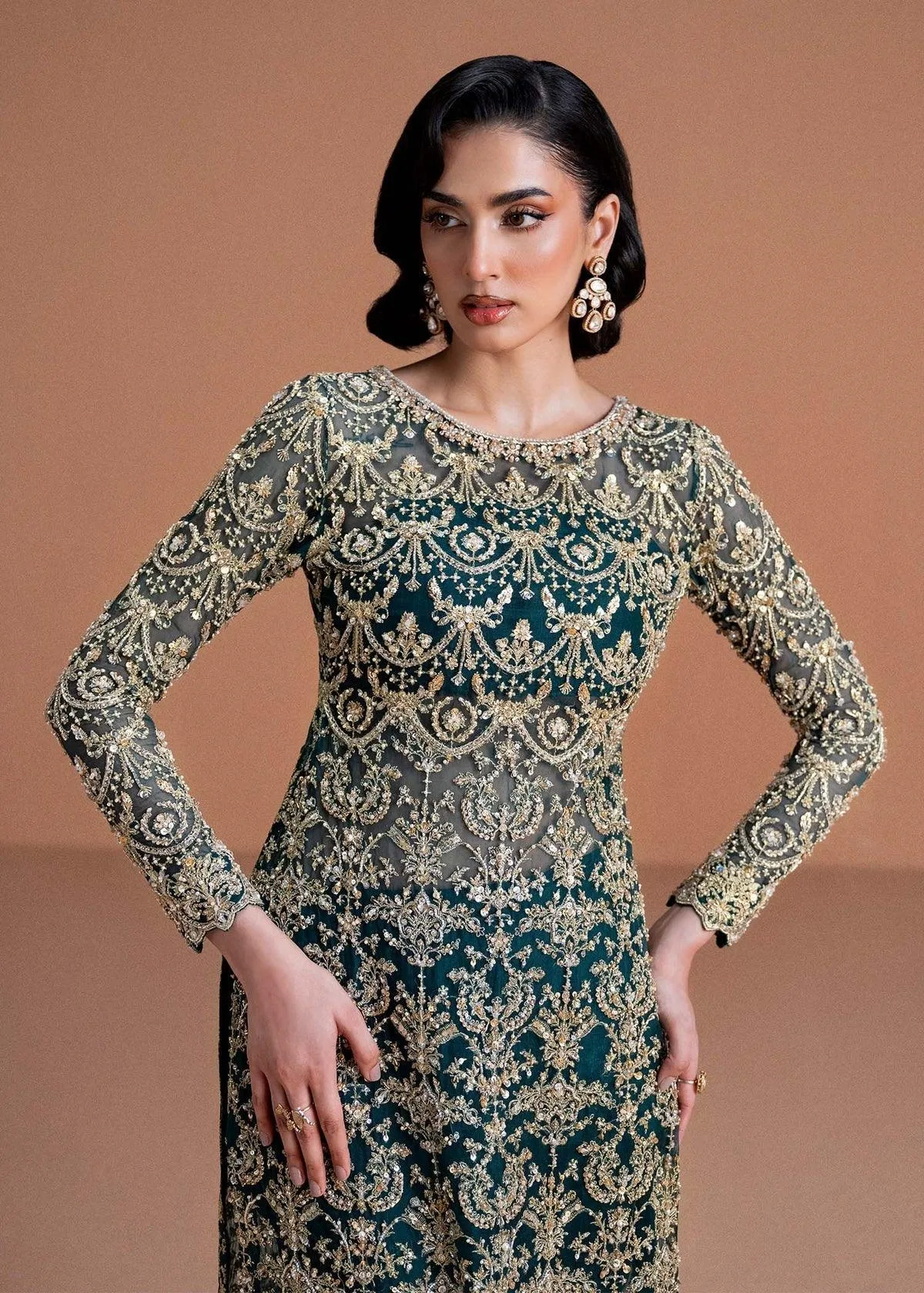 Kanwal Malik Nysa Luxury Pret 25 Green Organza – view 3 – Poshaq
