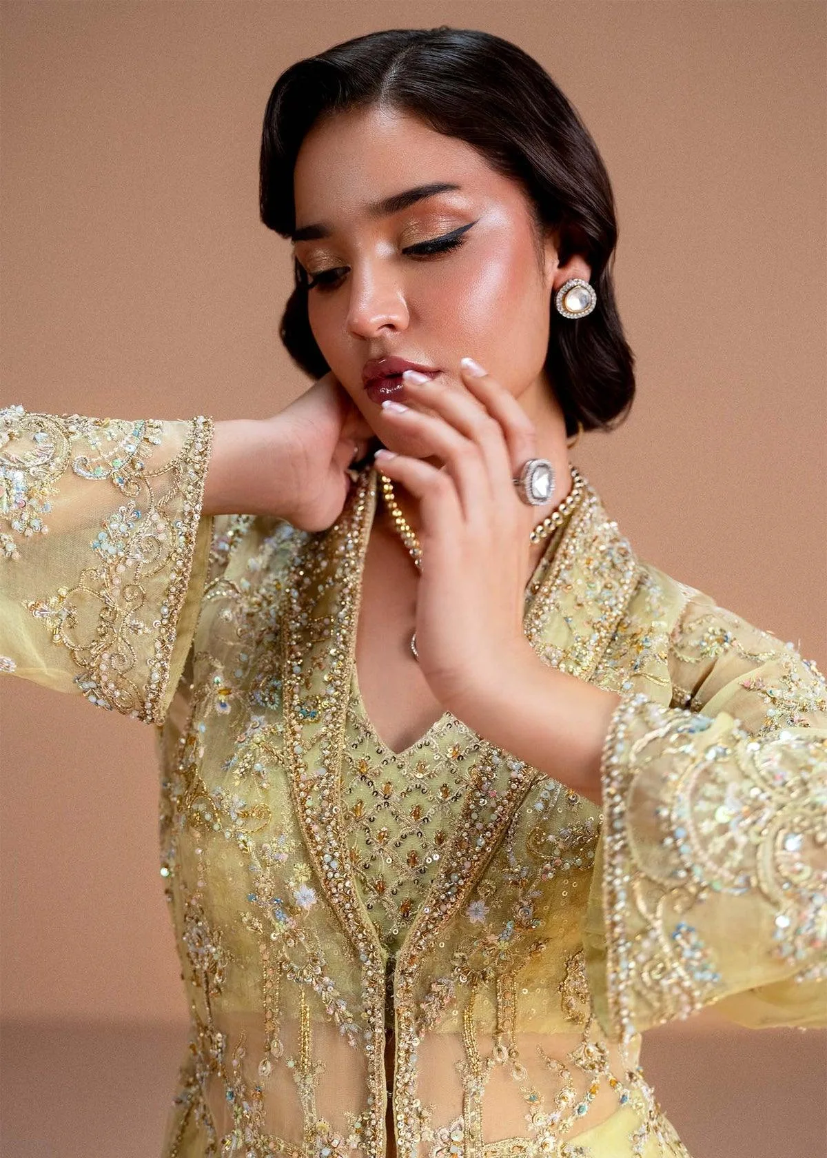 Kanwal Malik Nysa Luxury Pret 25 Yellow Organza – view 6 – Poshaq