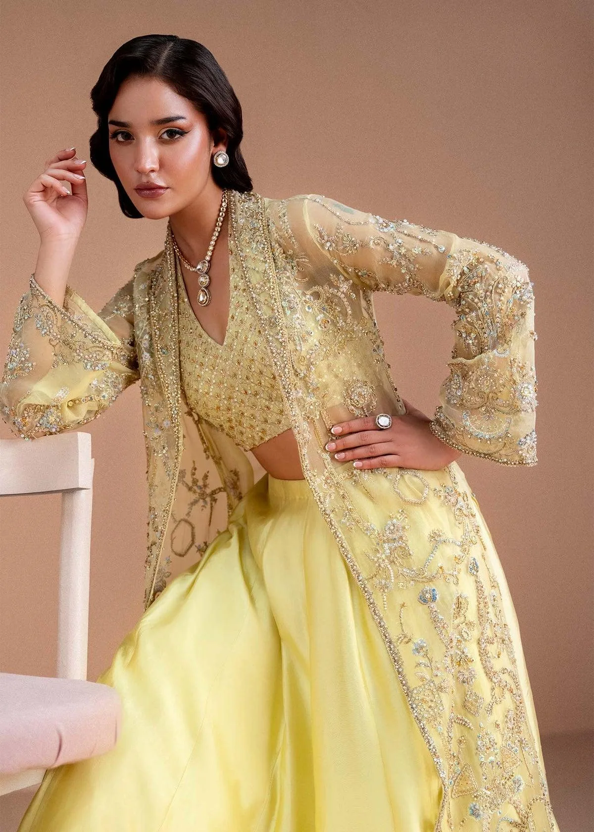 Kanwal Malik Nysa Luxury Pret 25 Yellow Organza – view 7 – Poshaq