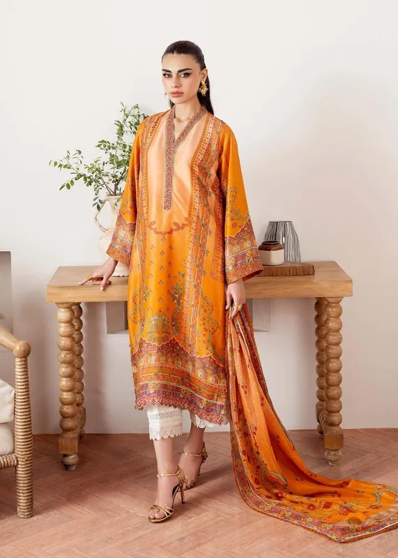 Kanwal Malik Rosalia Silk Eid 25 Orange Raw Silk – view 1 – Poshaq