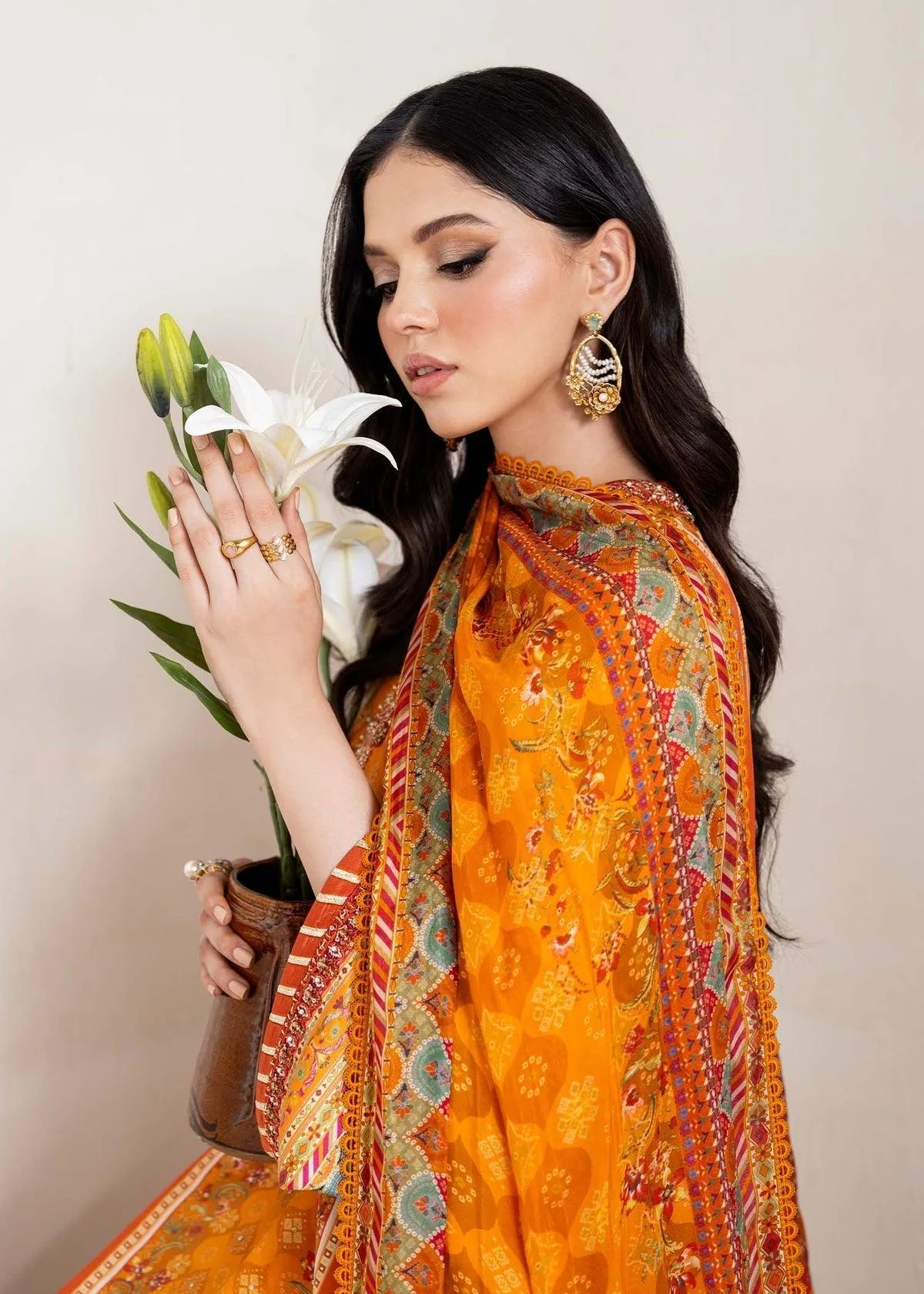 Kanwal Malik Rosalia Silk Eid 25 Orange Raw Silk – view 3 – Poshaq