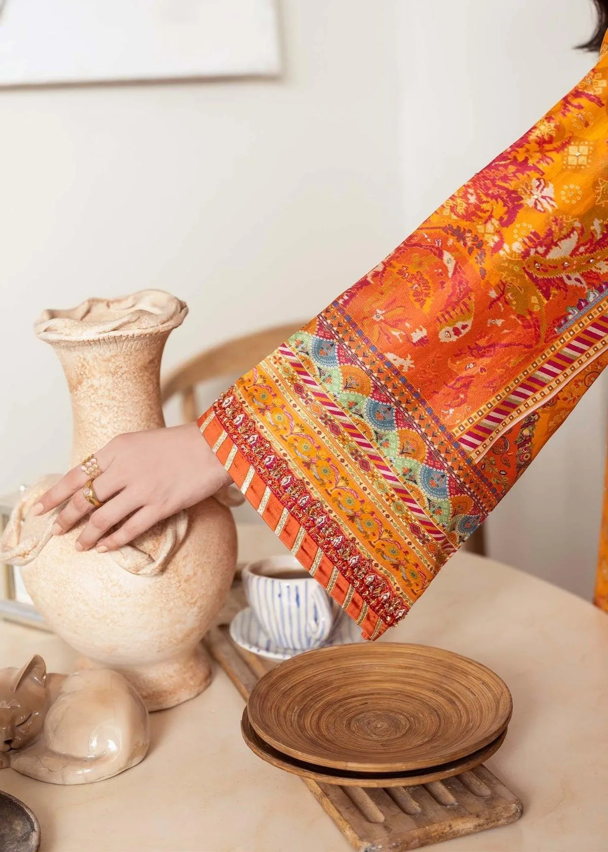 Kanwal Malik Rosalia Silk Eid 25 Orange Raw Silk – view 5 – Poshaq