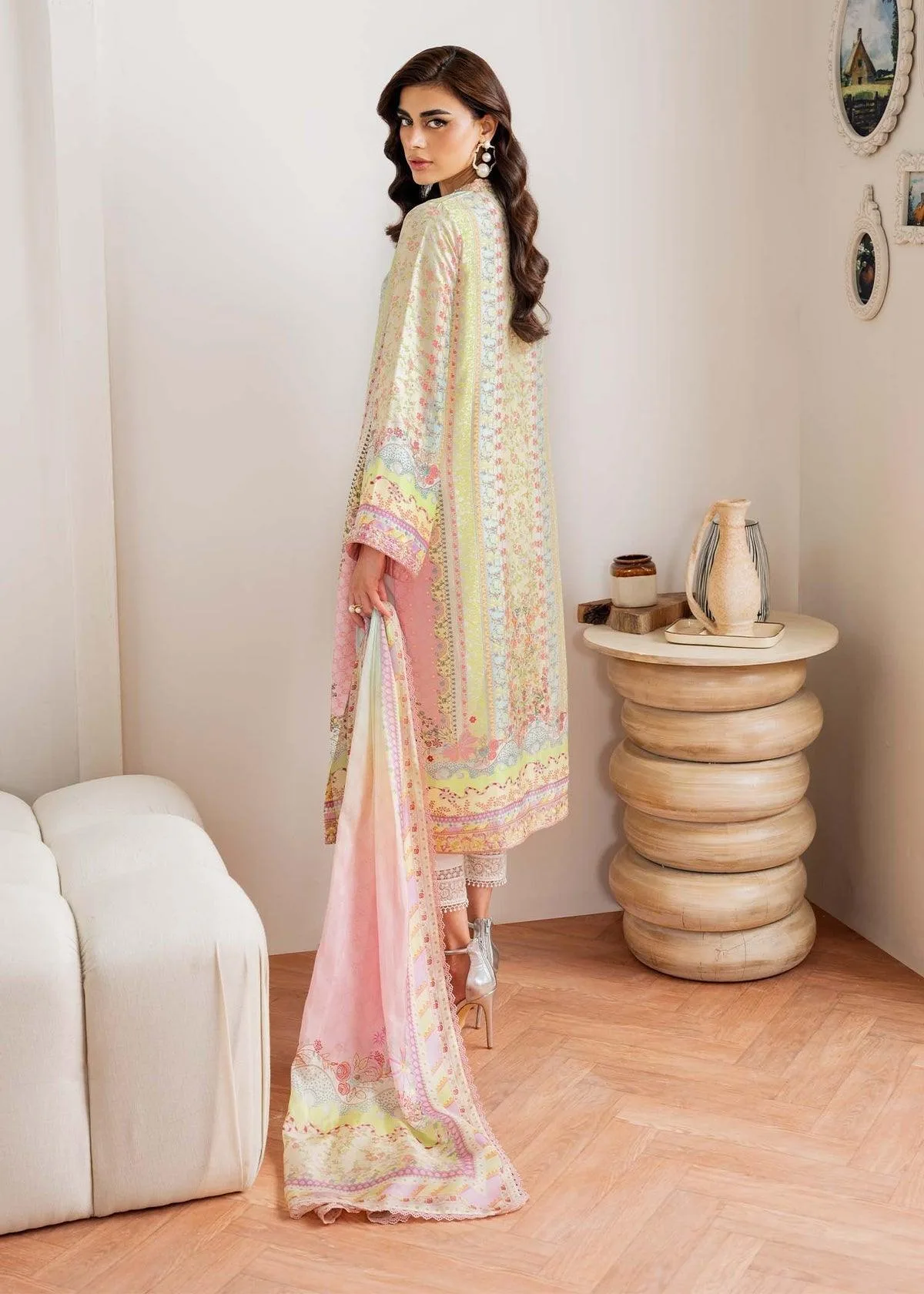 Kanwal Malik Rosalia Silk Eid 25 Green Raw Silk – view 2 – Poshaq