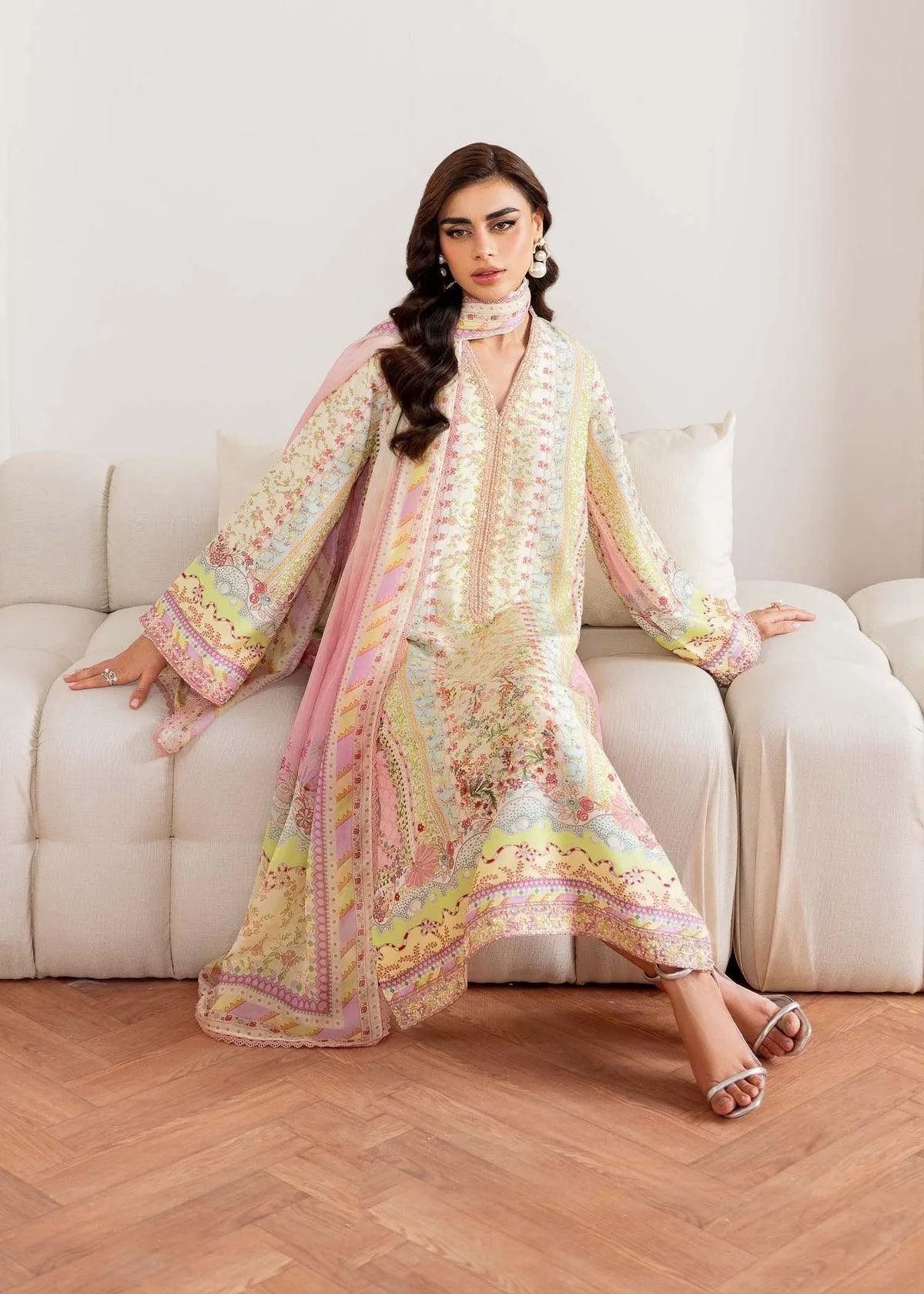 Kanwal Malik Rosalia Silk Eid 25 Green Raw Silk – view 9 – Poshaq