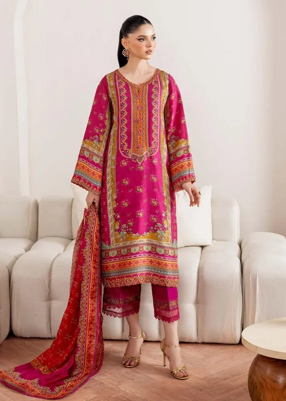 Kanwal Malik Rosalia Silk Eid 25 Magenta Raw Silk – view 1 – Poshaq