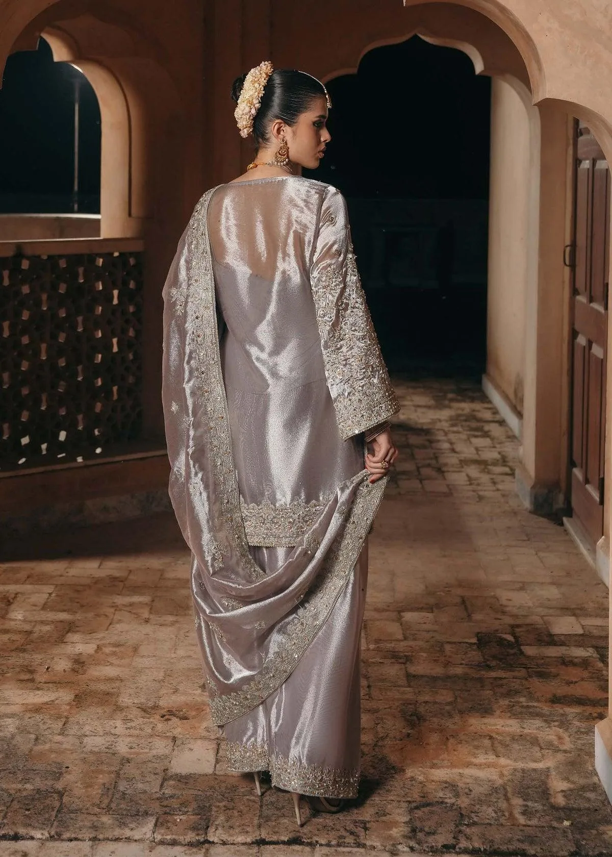 Kanwal Malik Saheli Luxury Pret 24 Silver Tissue – view 2 – Poshaq