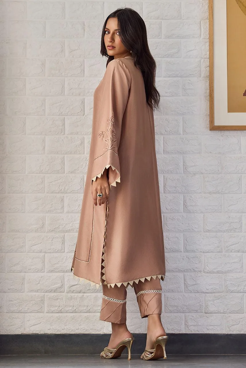 Deepak Perwani Nazia Eid Edit 26 Brown Raw Silk – view 2 – Poshaq