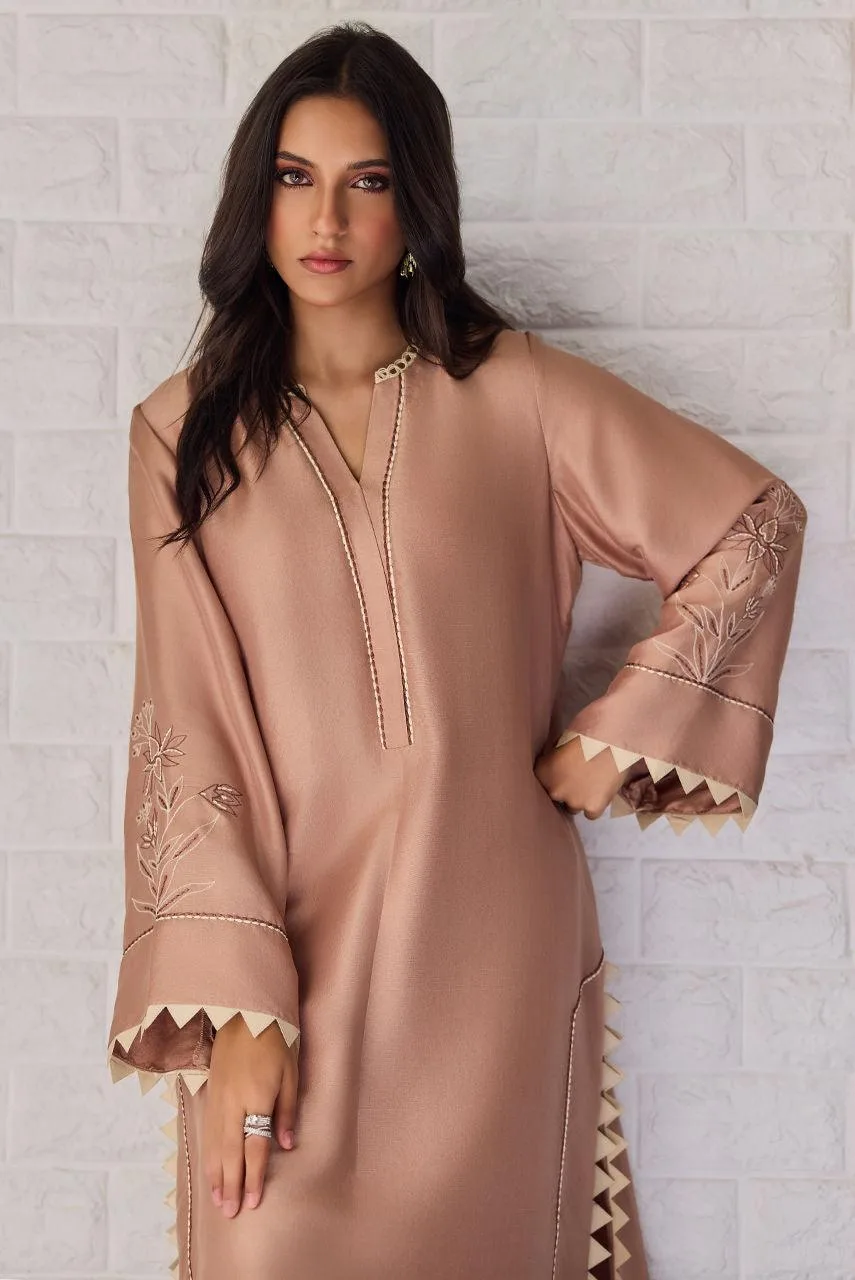 Deepak Perwani Nazia Eid Edit 26 Brown Raw Silk – view 5 – Poshaq