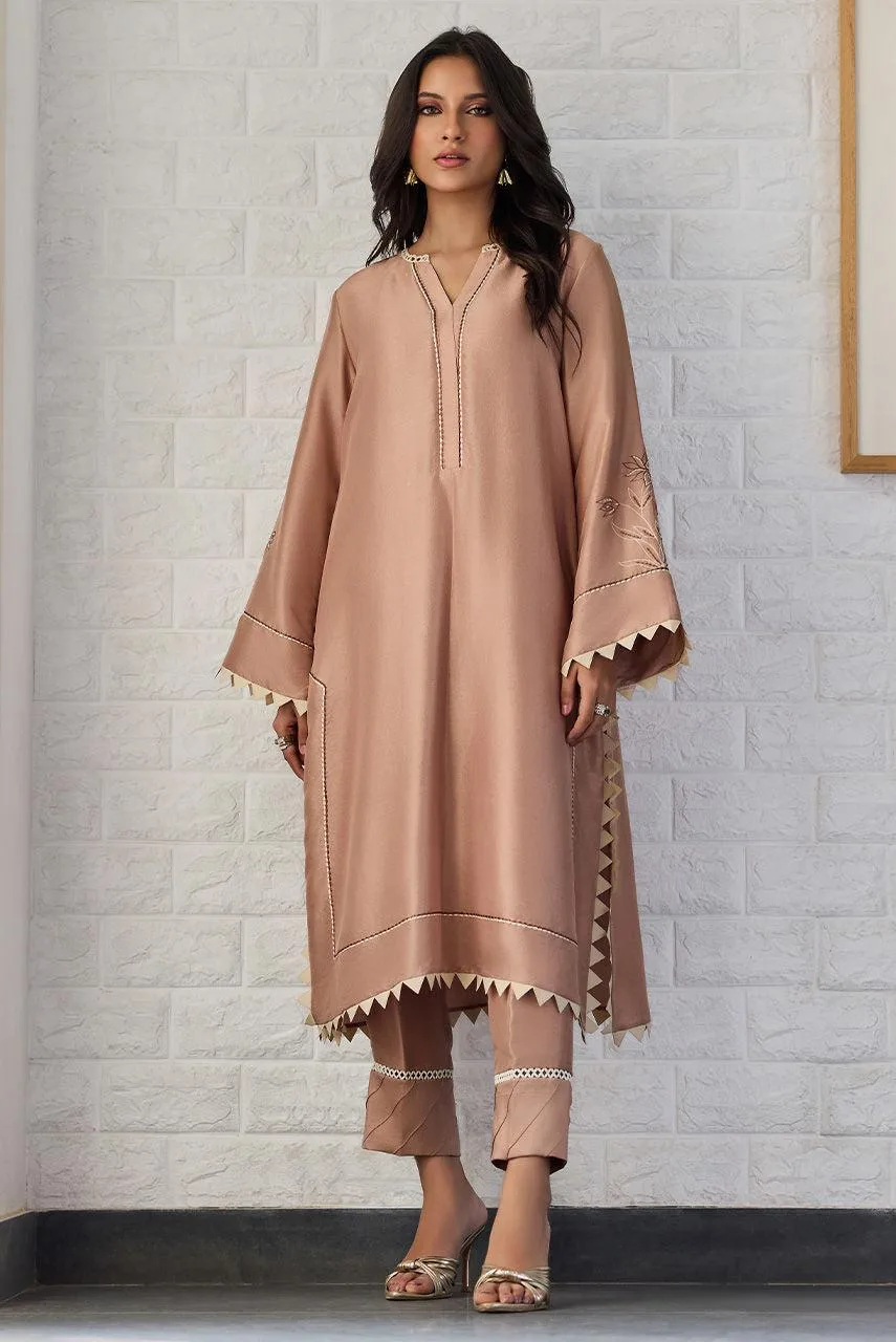 Deepak Perwani Nazia Eid Edit 26 Brown Raw Silk – view 6 – Poshaq