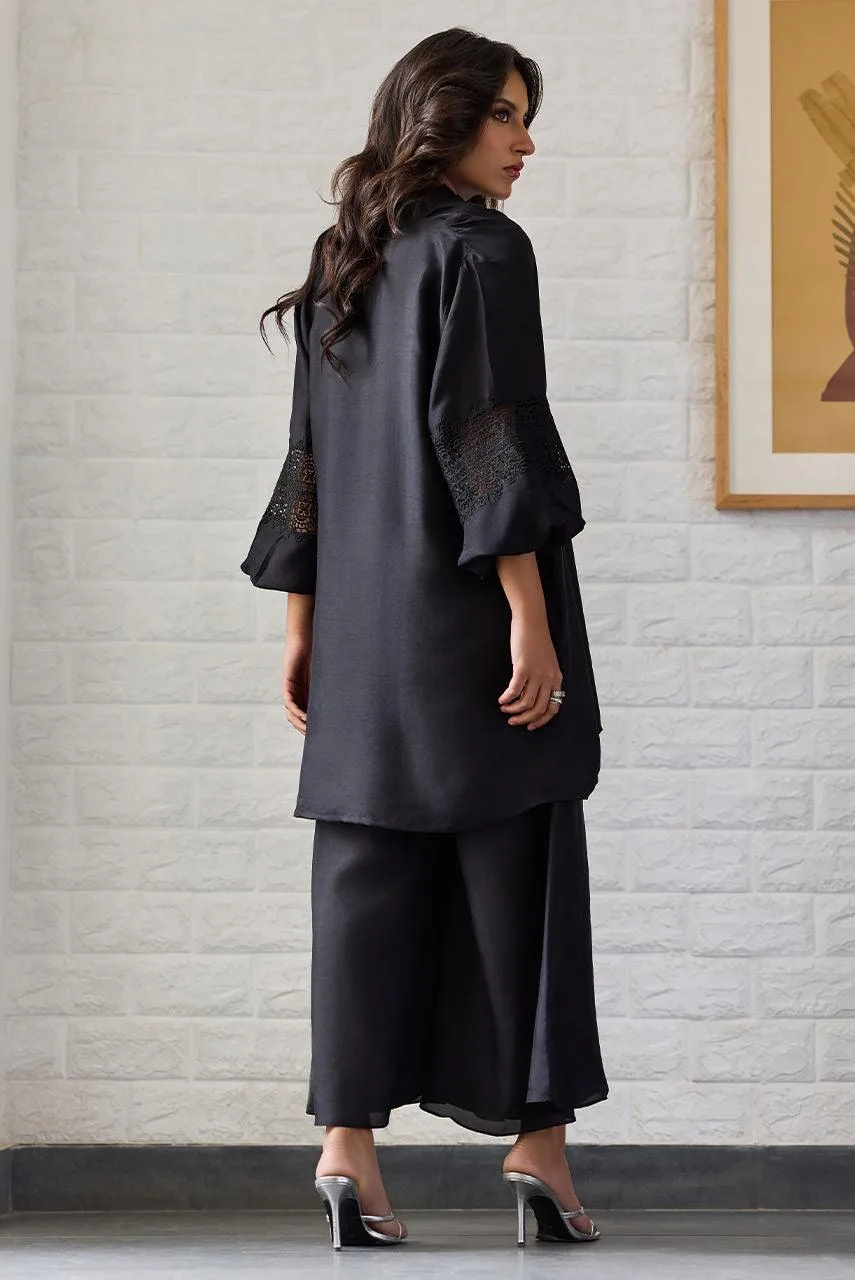 Deepak Perwani Nazia Eid Edit 26 Black Raw Silk – view 2 – Poshaq
