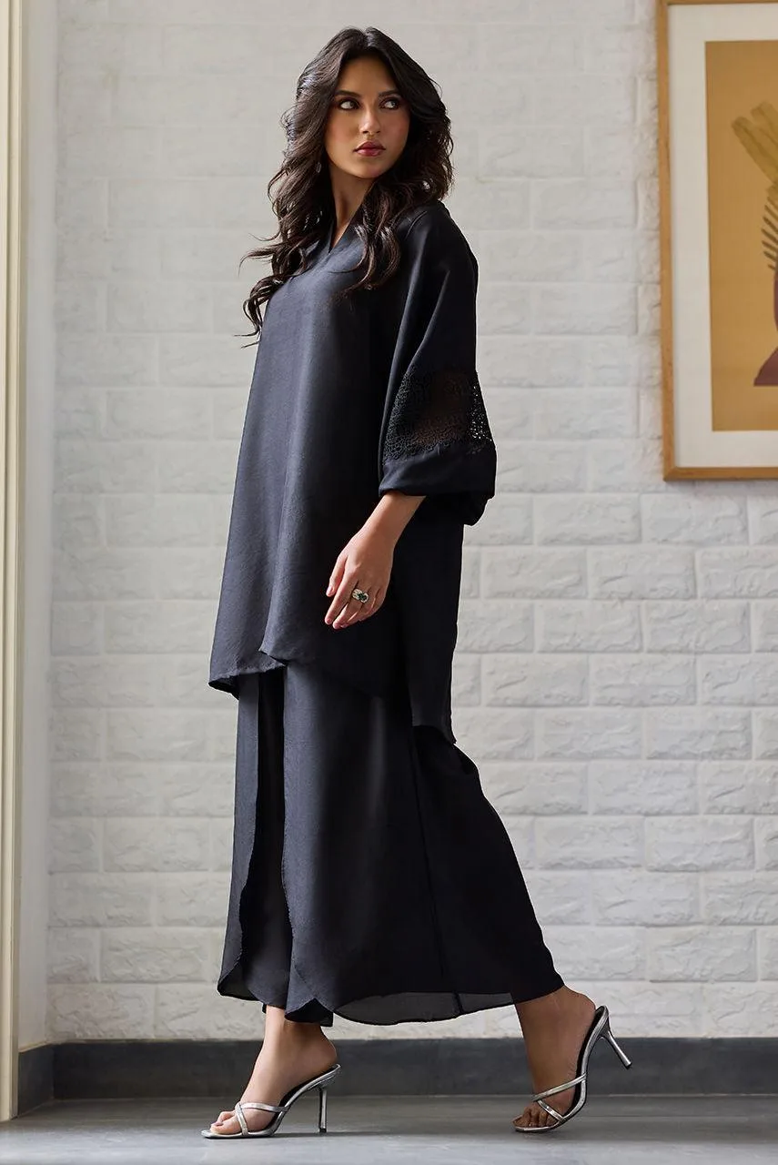 Deepak Perwani Nazia Eid Edit 26 Black Raw Silk – view 4 – Poshaq