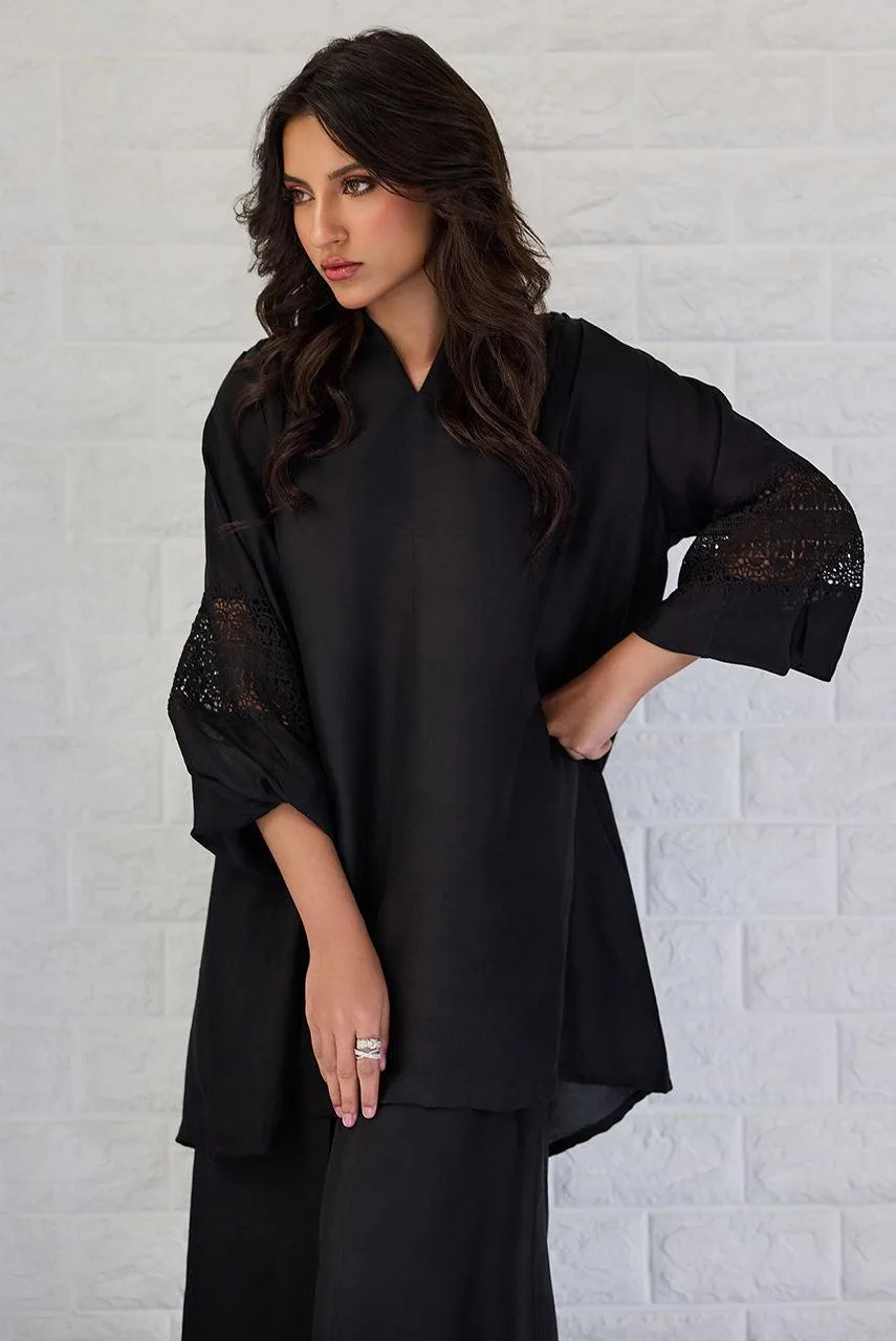 Deepak Perwani Nazia Eid Edit 26 Black Raw Silk – view 5 – Poshaq