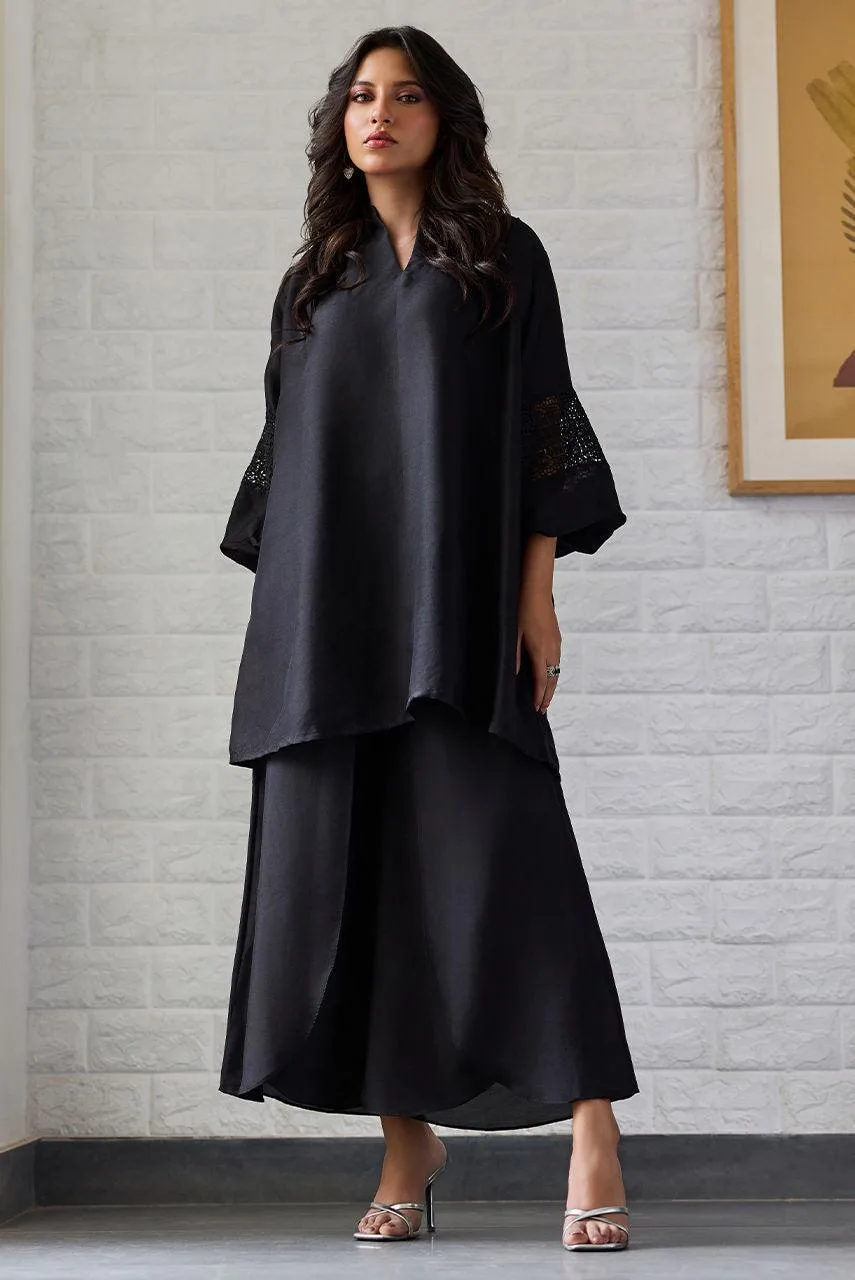 Deepak Perwani Nazia Eid Edit 26 Black Raw Silk – view 6 – Poshaq