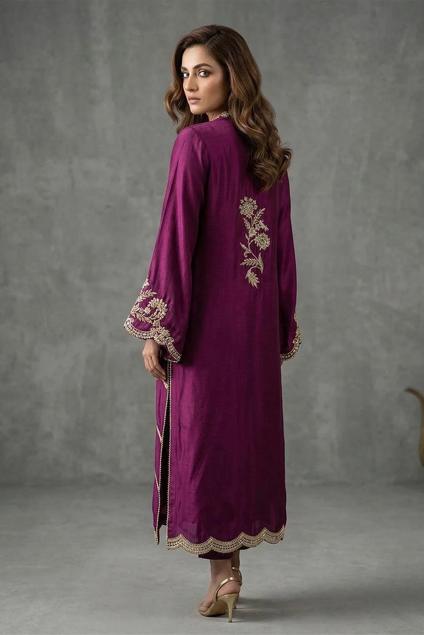 Deepak Perwani Nazia Eid Edit 26 Magenta Silk – view 2 – Poshaq