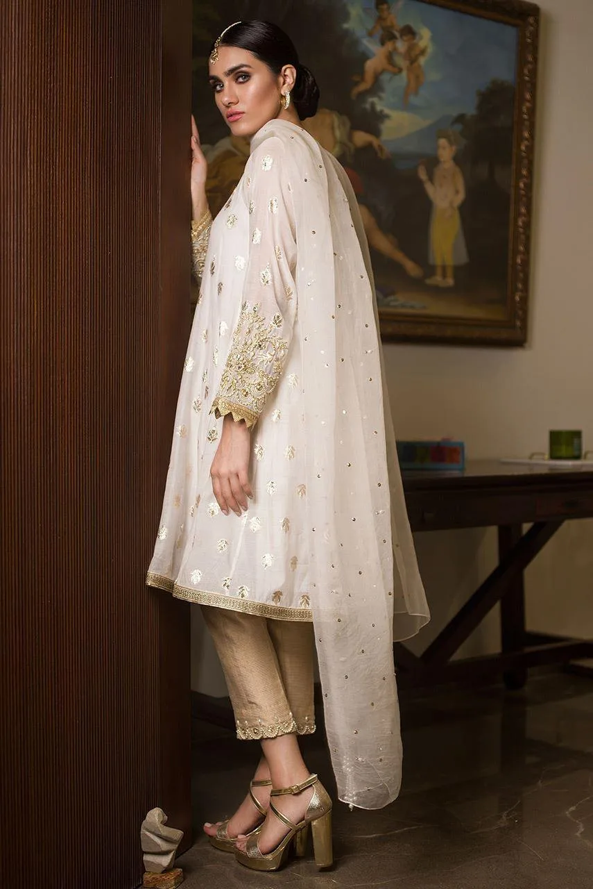 Deepak Perwani Nazia Eid Edit 26 White Jacquard – view 2 – Poshaq