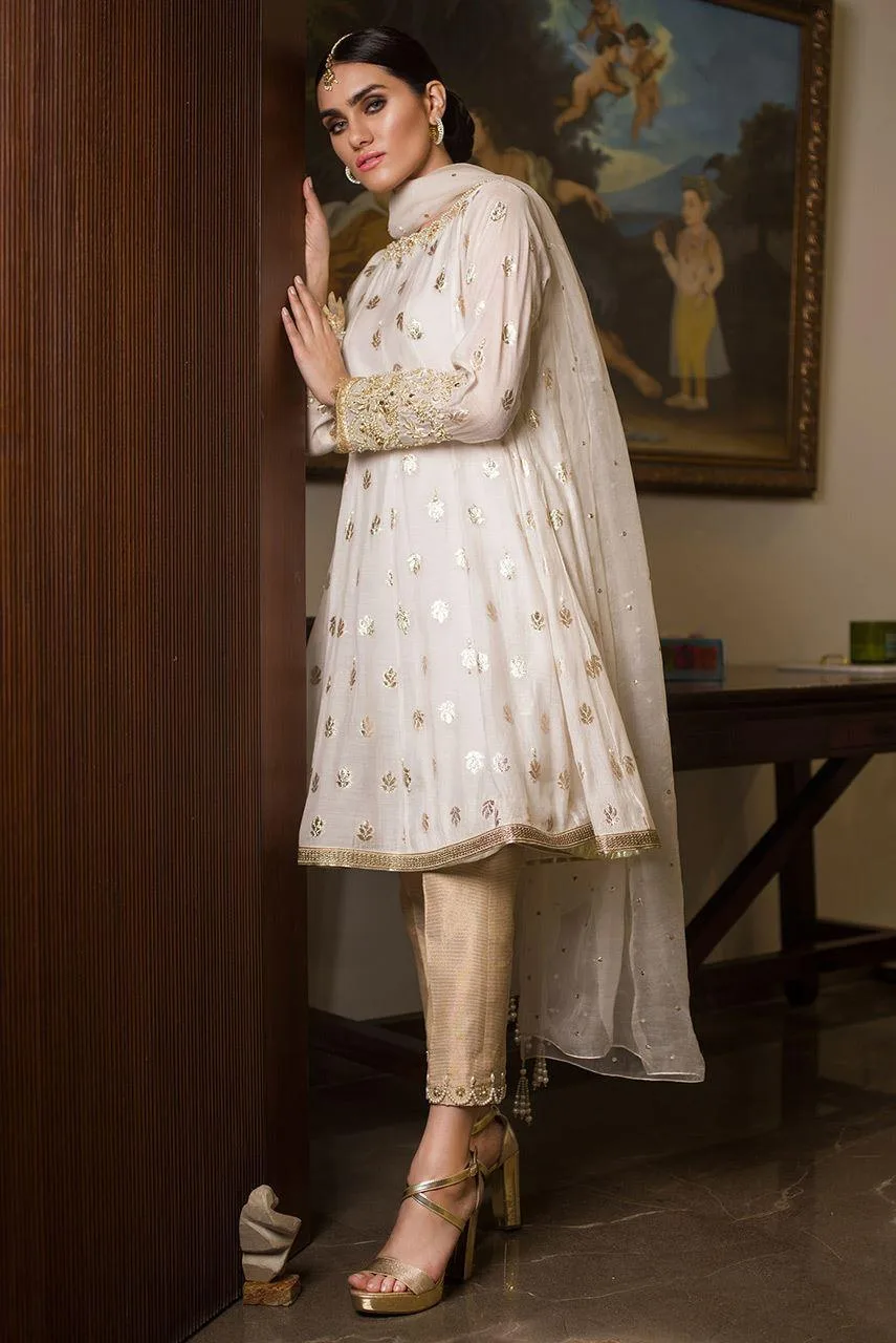 Deepak Perwani Nazia Eid Edit 26 White Jacquard – view 3 – Poshaq