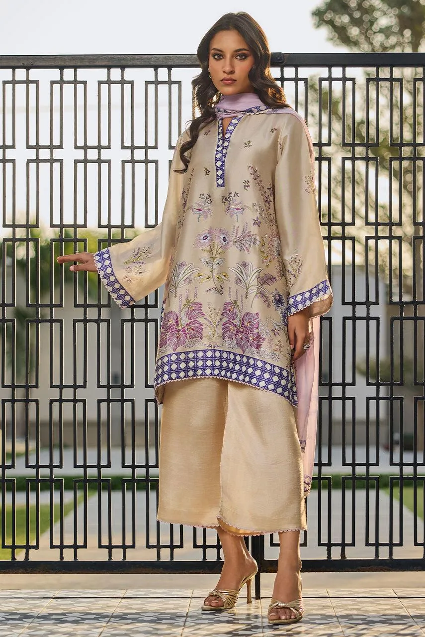 Deepak Perwani Eid Edit Lilac Silk – view 5 – Poshaq