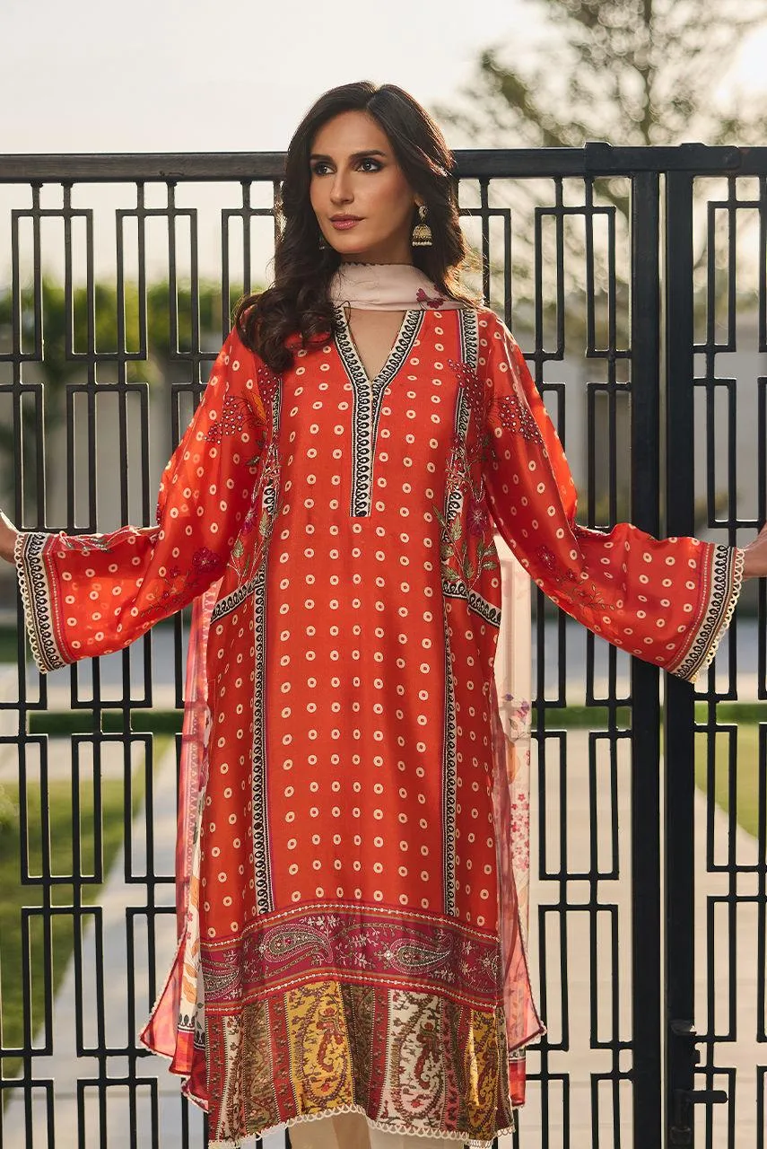 Deepak Perwani Eid Edit Orange Silk – view 3 – Poshaq