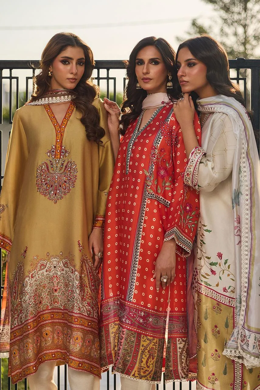 Deepak Perwani Eid Edit Orange Silk – view 4 – Poshaq