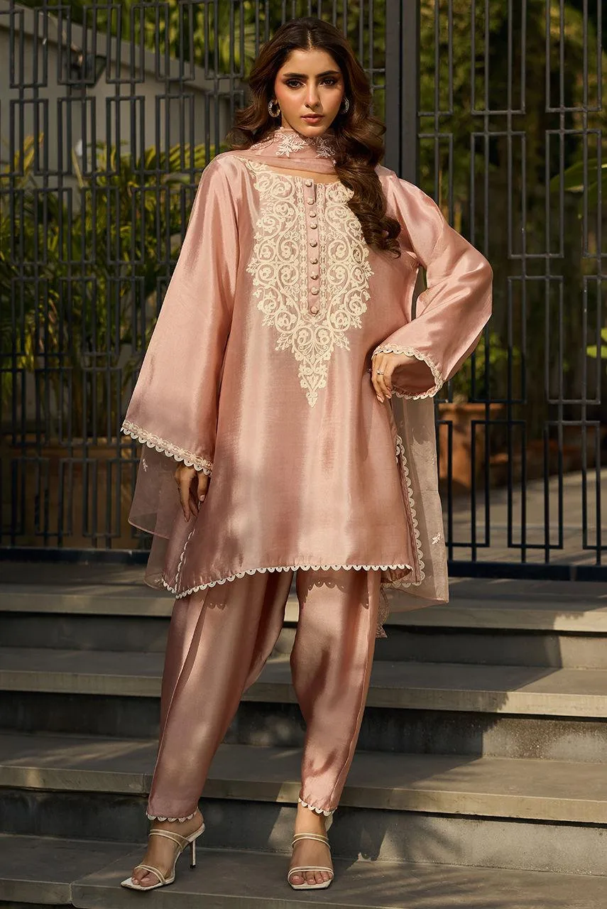 Deepak Perwani Eid Edit Pink Organza – view 1 – Poshaq